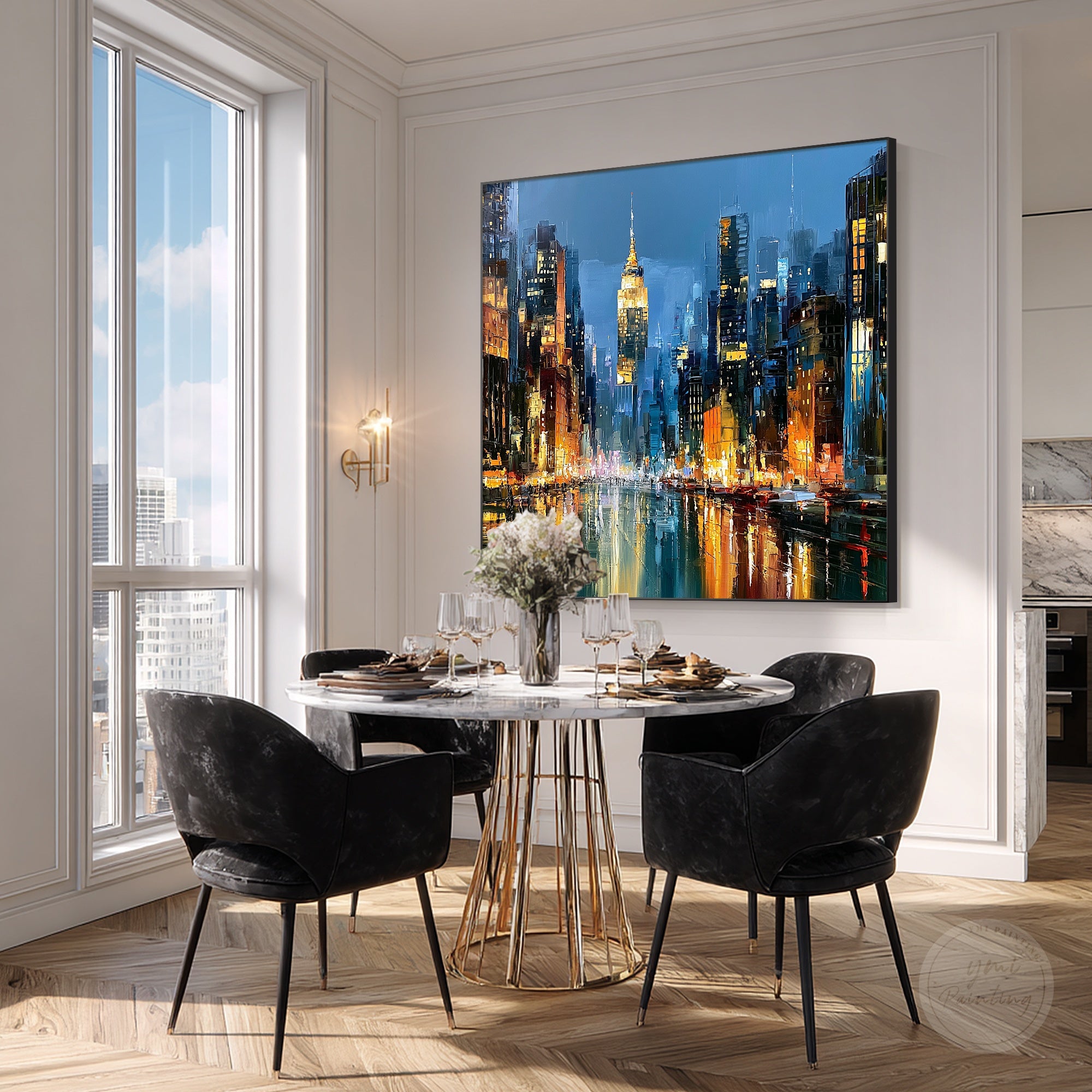 New York architectural skyline canvas artwork
