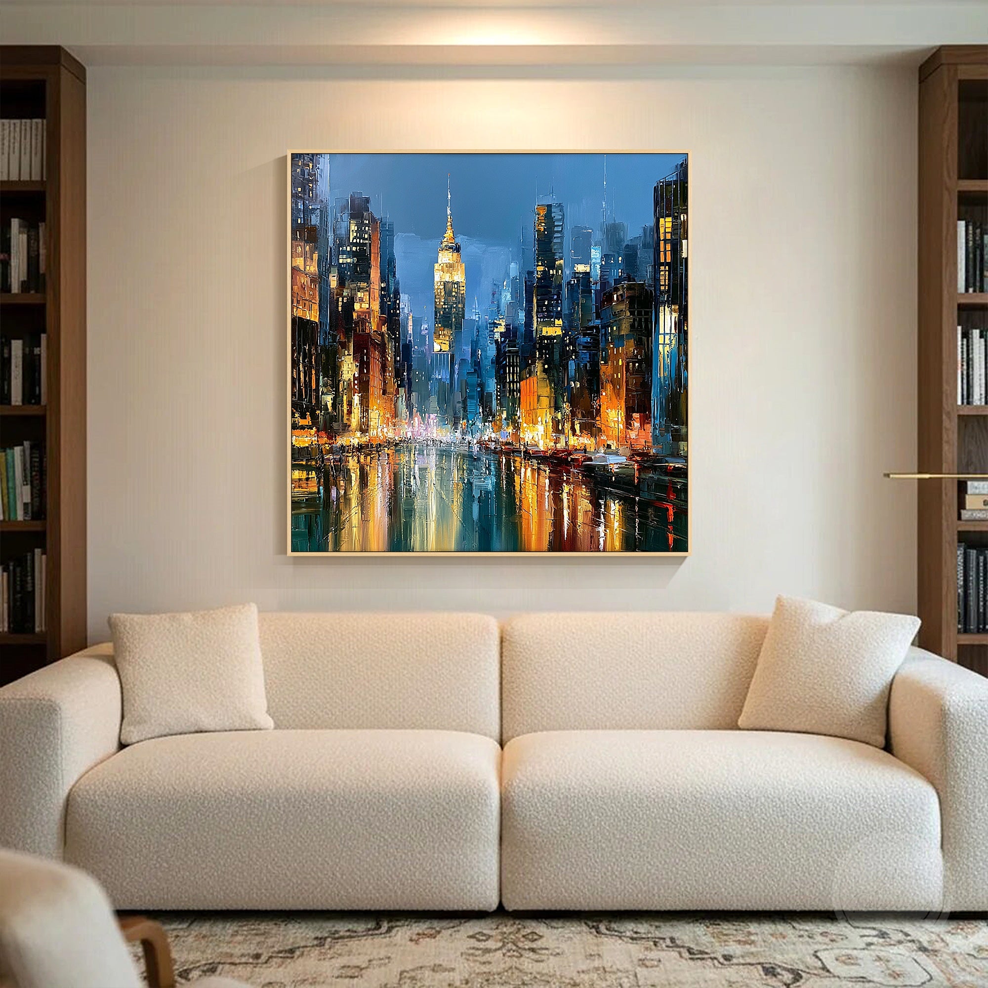 Contemporary NYC night city wall decor
