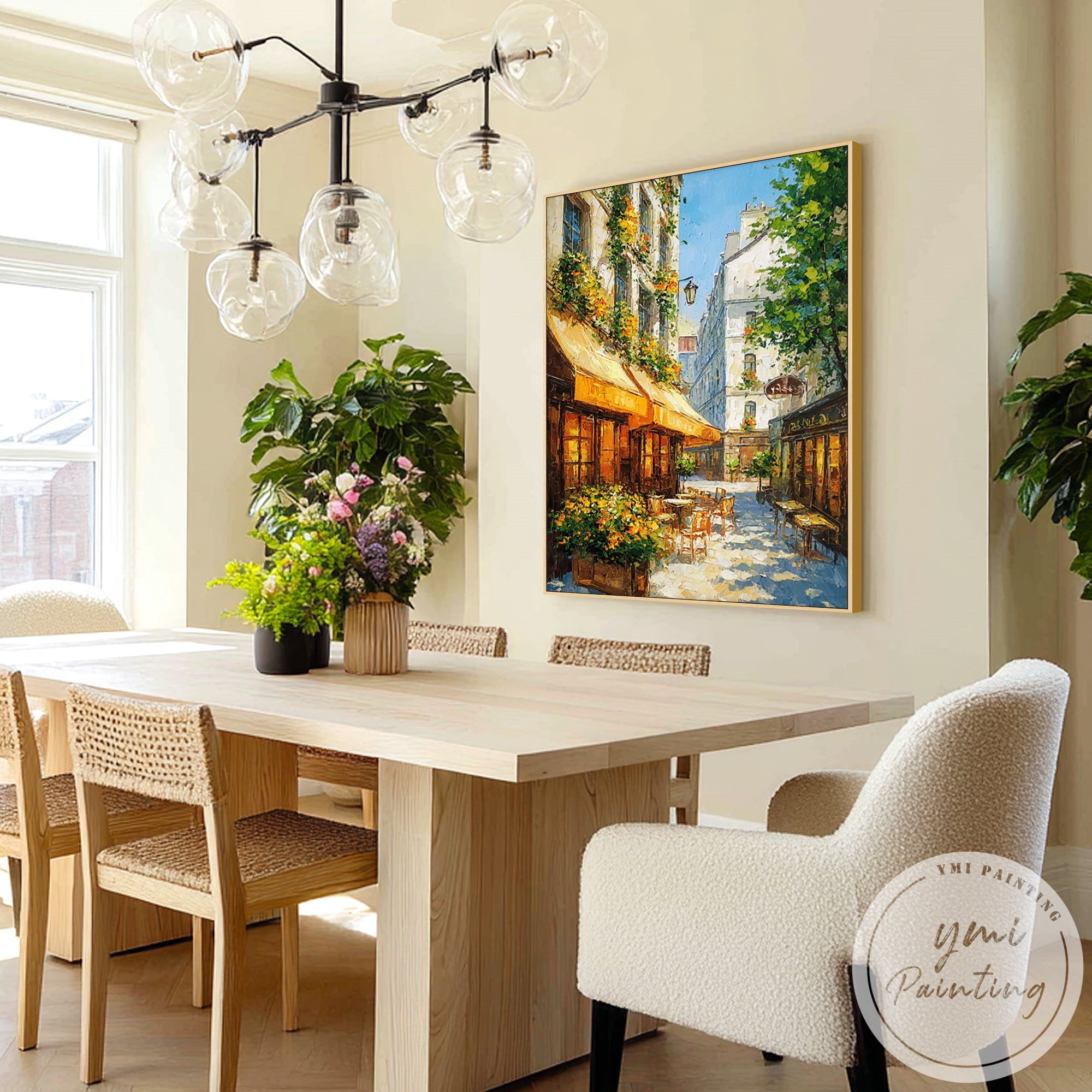 European architecture street scene on canvas painting