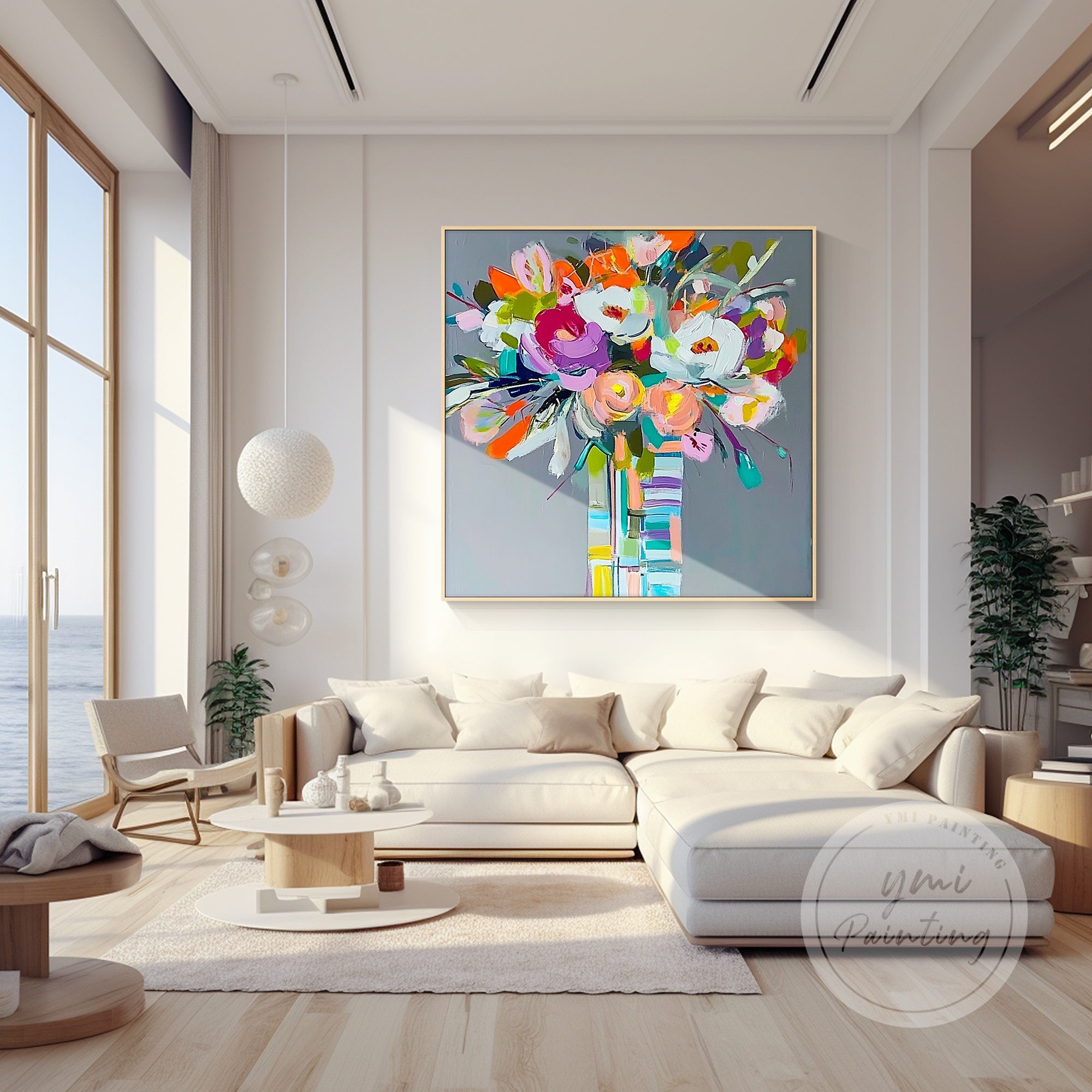 Colorful abstract floral bouquet artwork