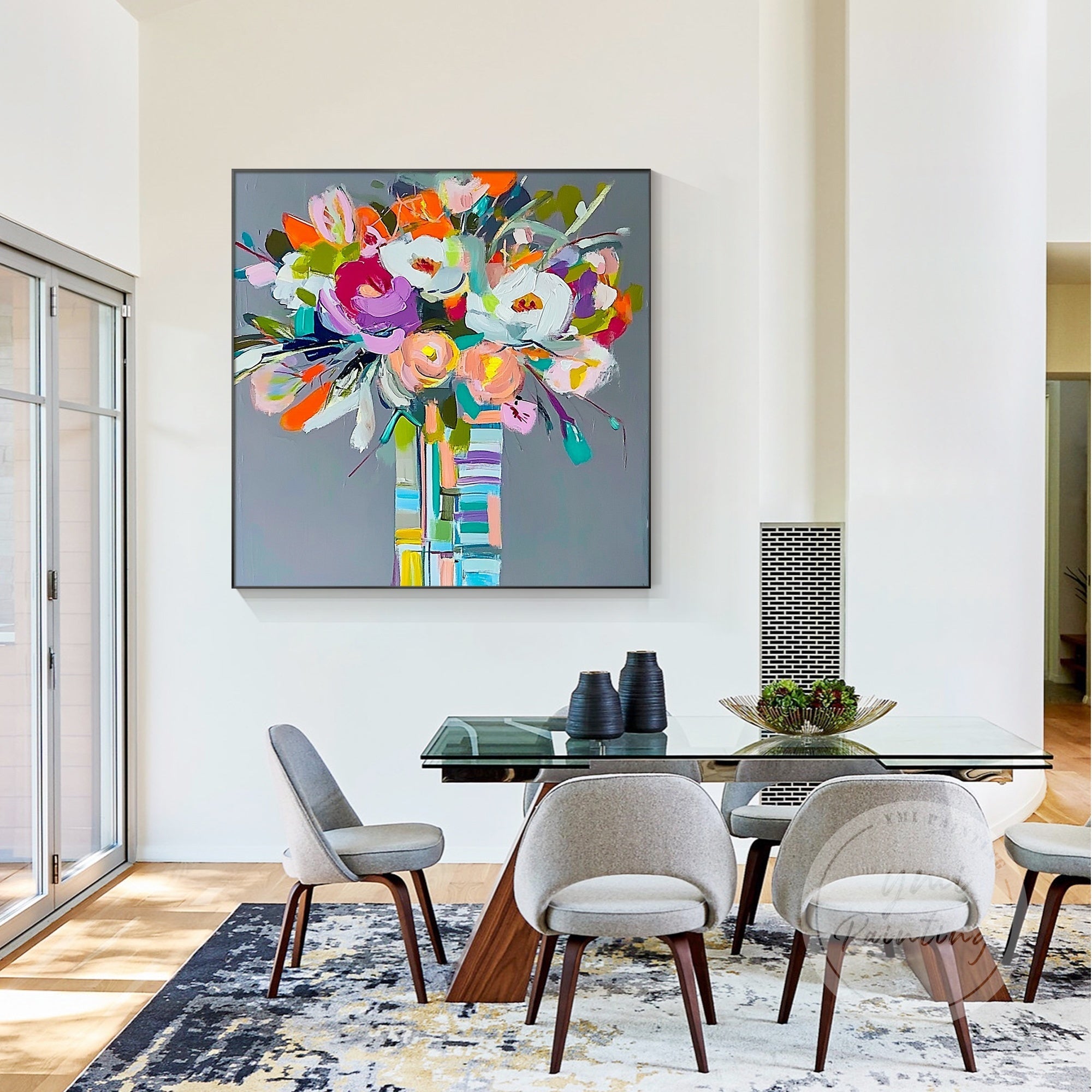 Soft pastel flowers in abstract composition