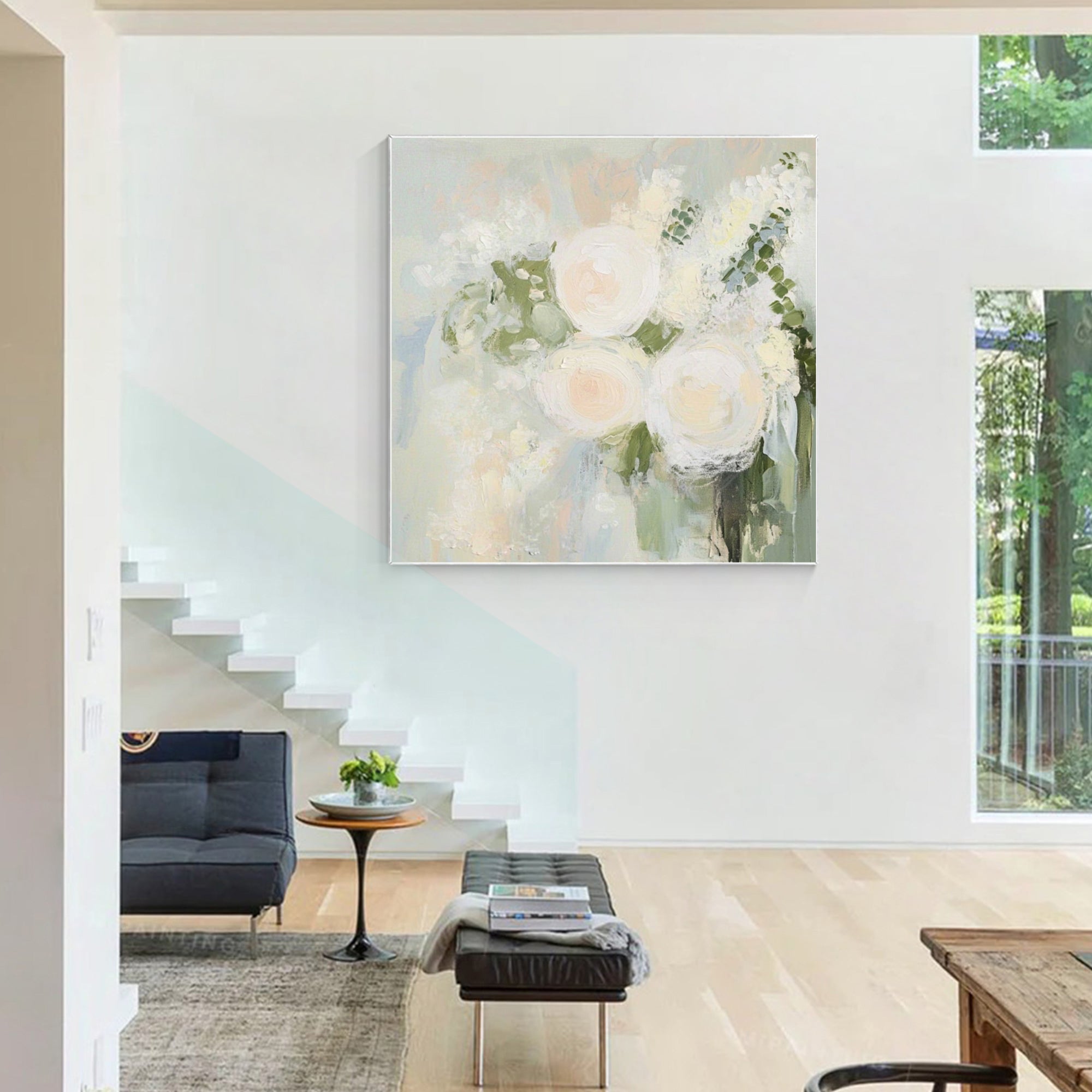 Pastel floral art featuring soft pink roses and abstract backgrounds for a serene and calming wall decor.