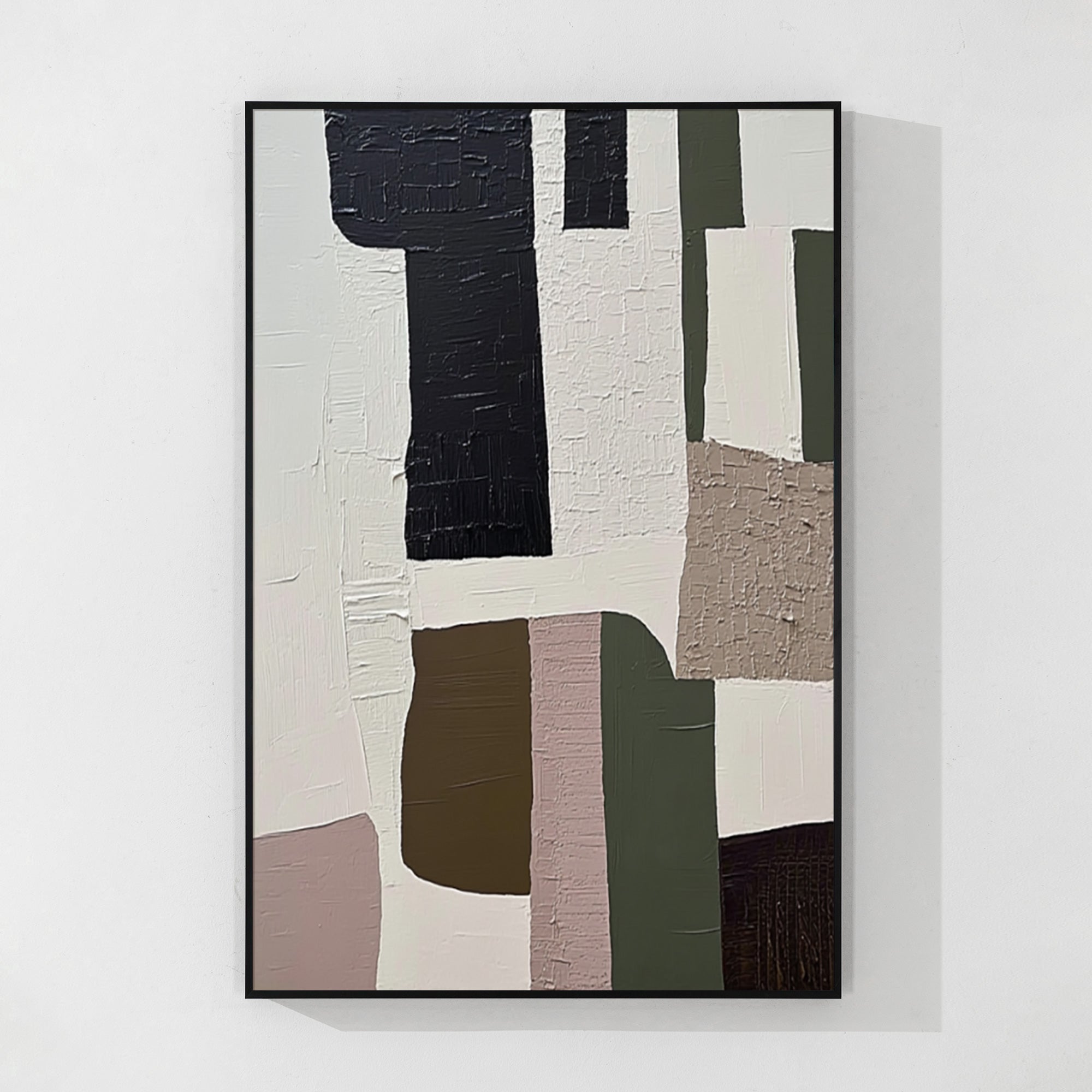 Luxurious Geometric Canvas Painting with a harmonious blend of sharp edges and soft color gradients.