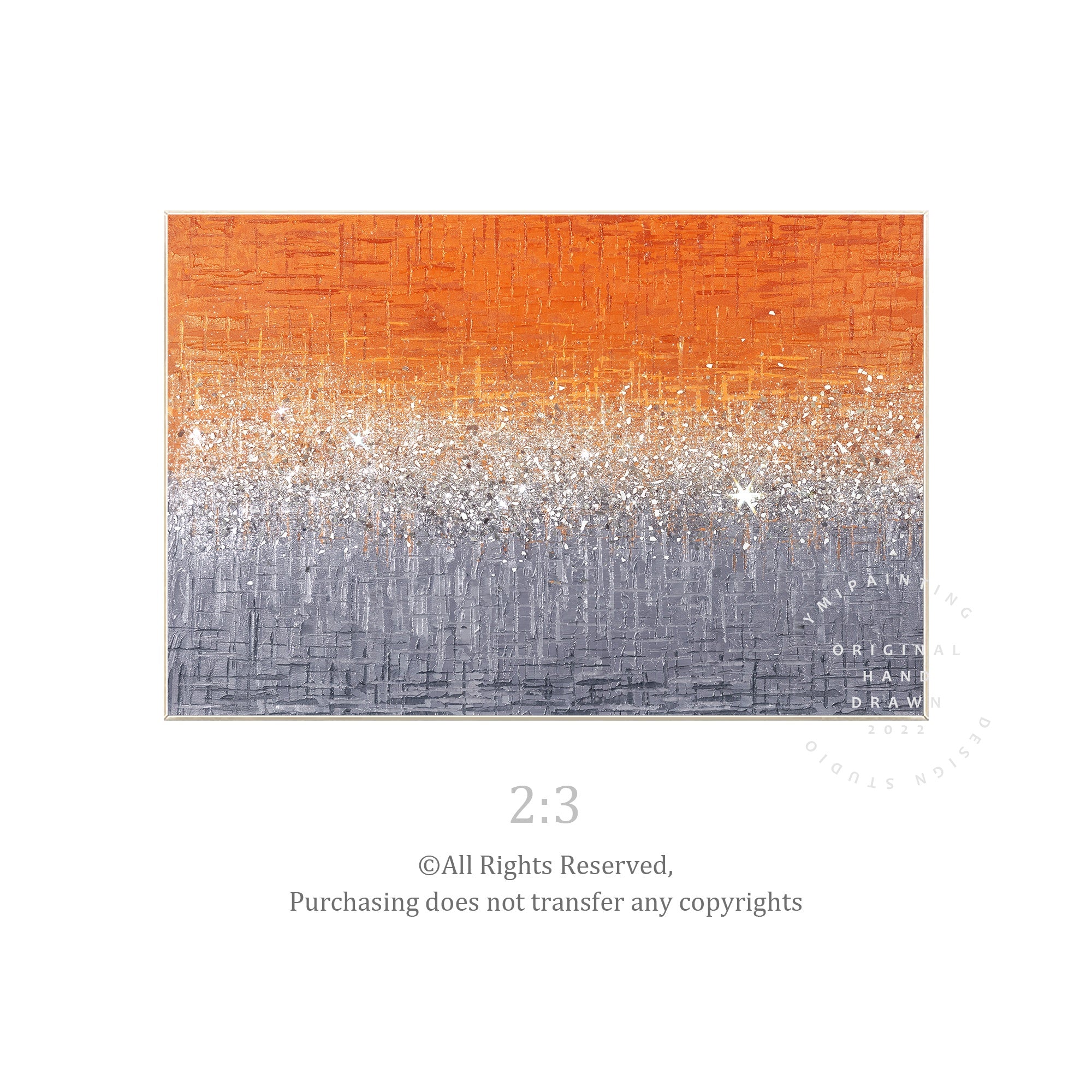 Orange textured wall art with crushed glass and sparkling glitter for bold, modern interiors.