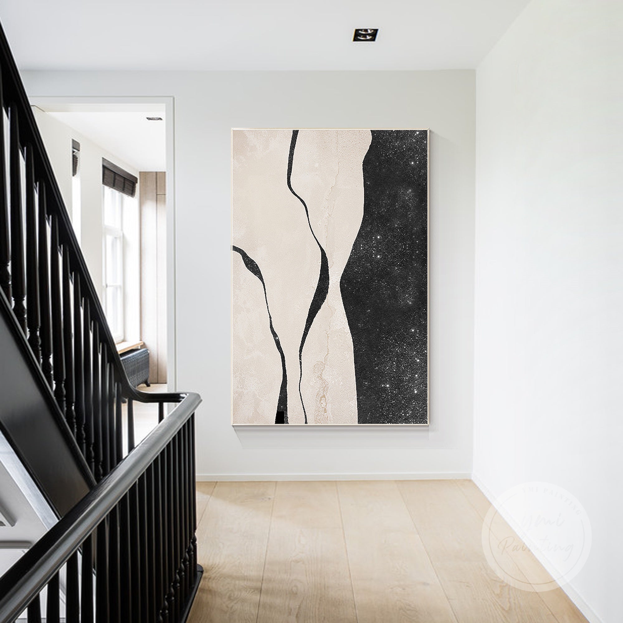 Framed minimalist silver glitter art of female figure, perfect for upscale bedroom or office.