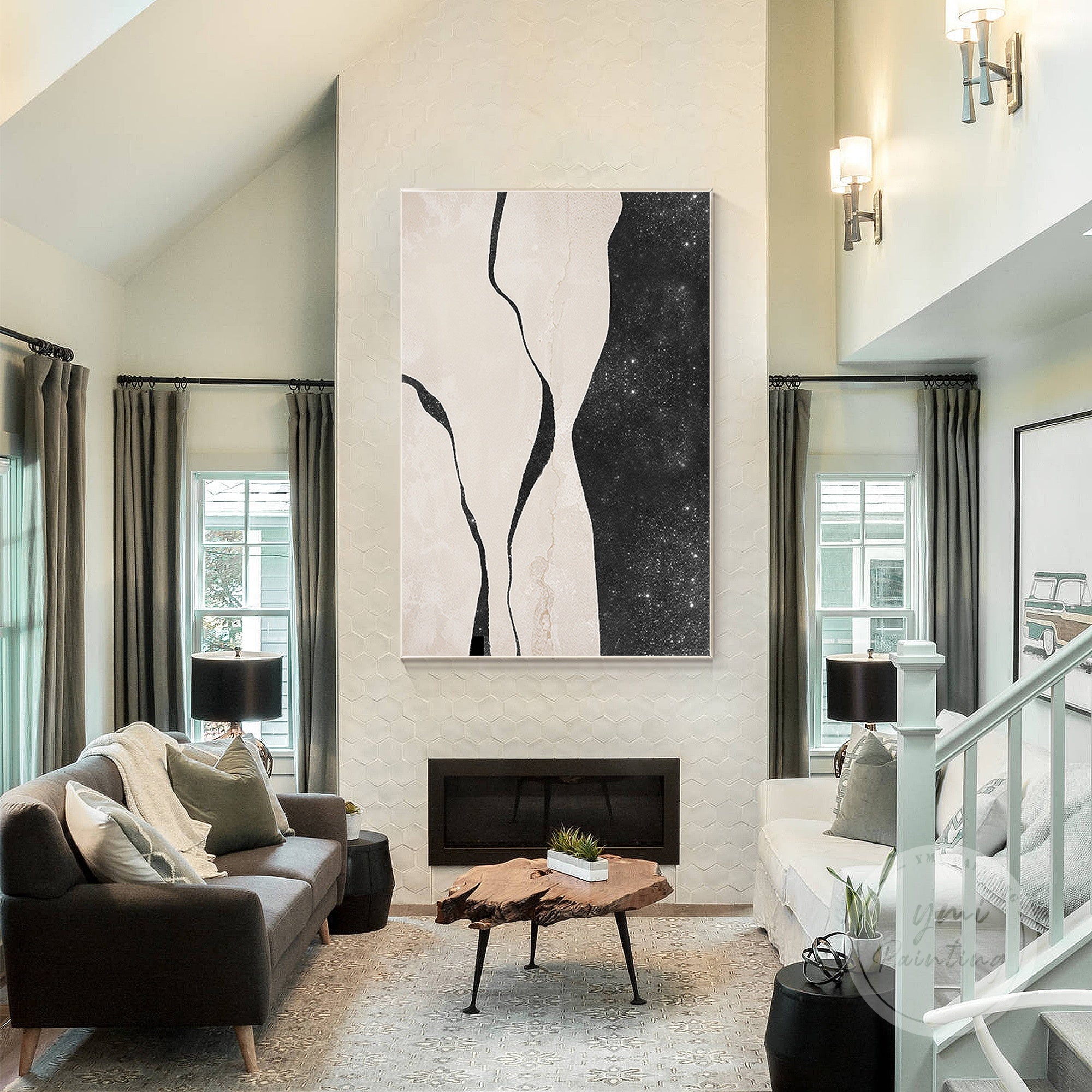 Glamorous silver glitter wall piece with artistic female form, adds sparkle and elegance.