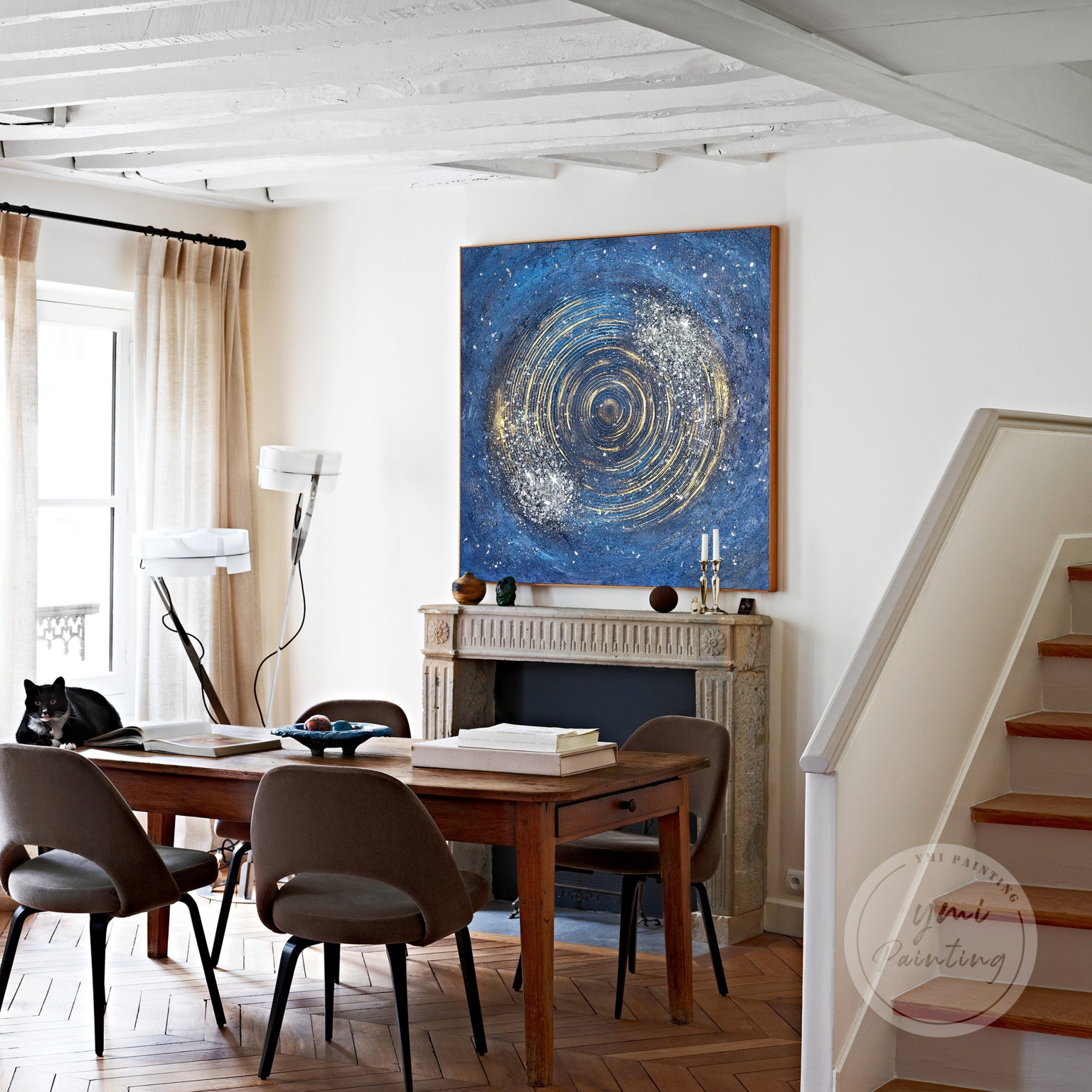 Hand-painted silver glitter art, inspired by the night sky and stars.