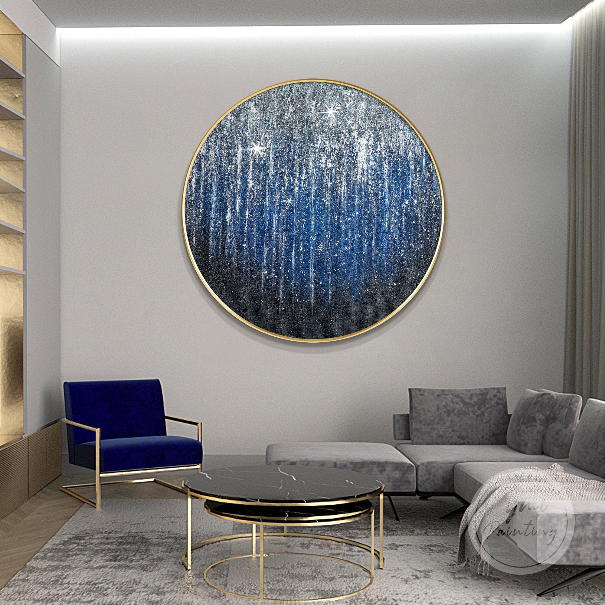 Glam round silver glitter wall decor for dressing room, a thoughtful birthday gift.