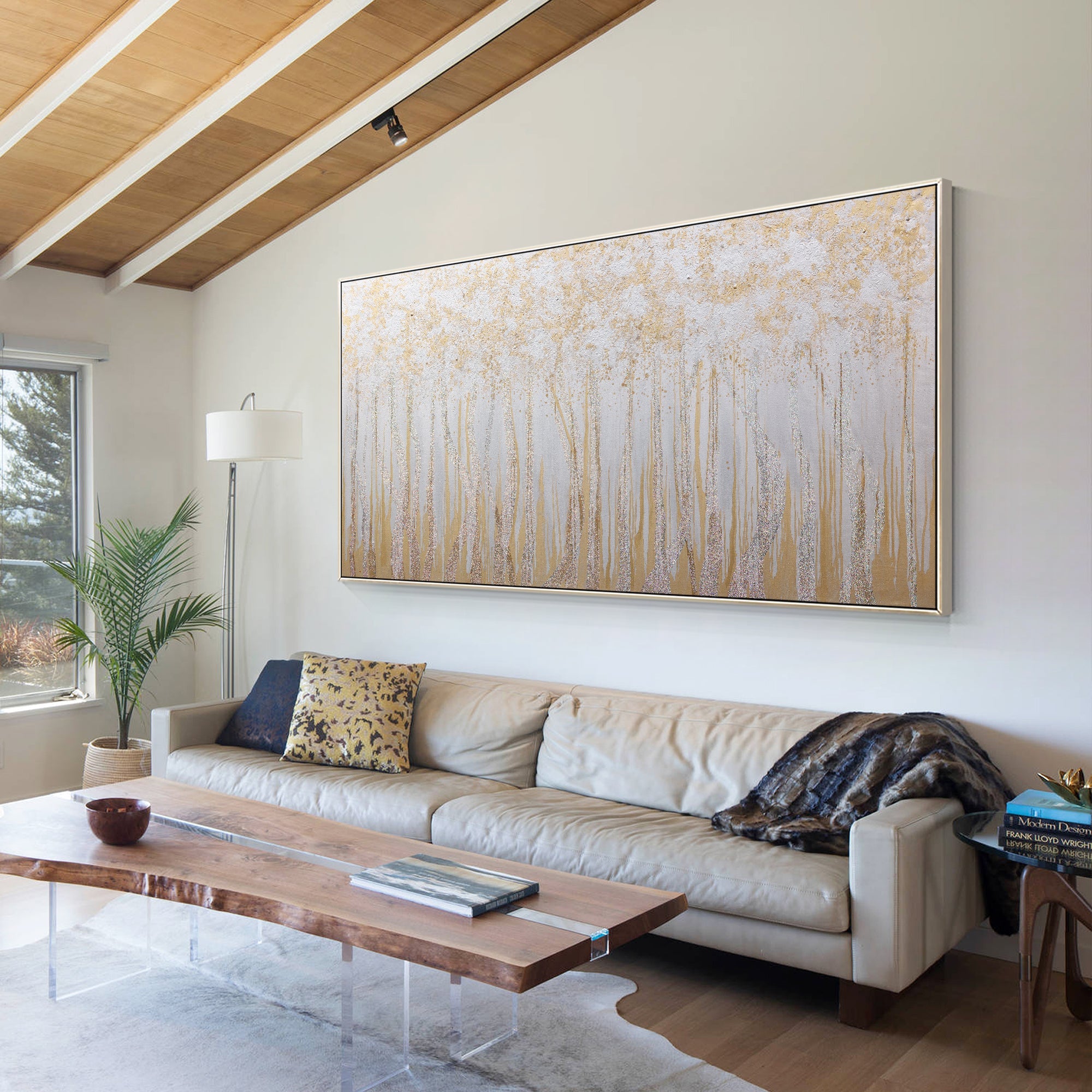 Gold Glitter Abstract Textured Painting