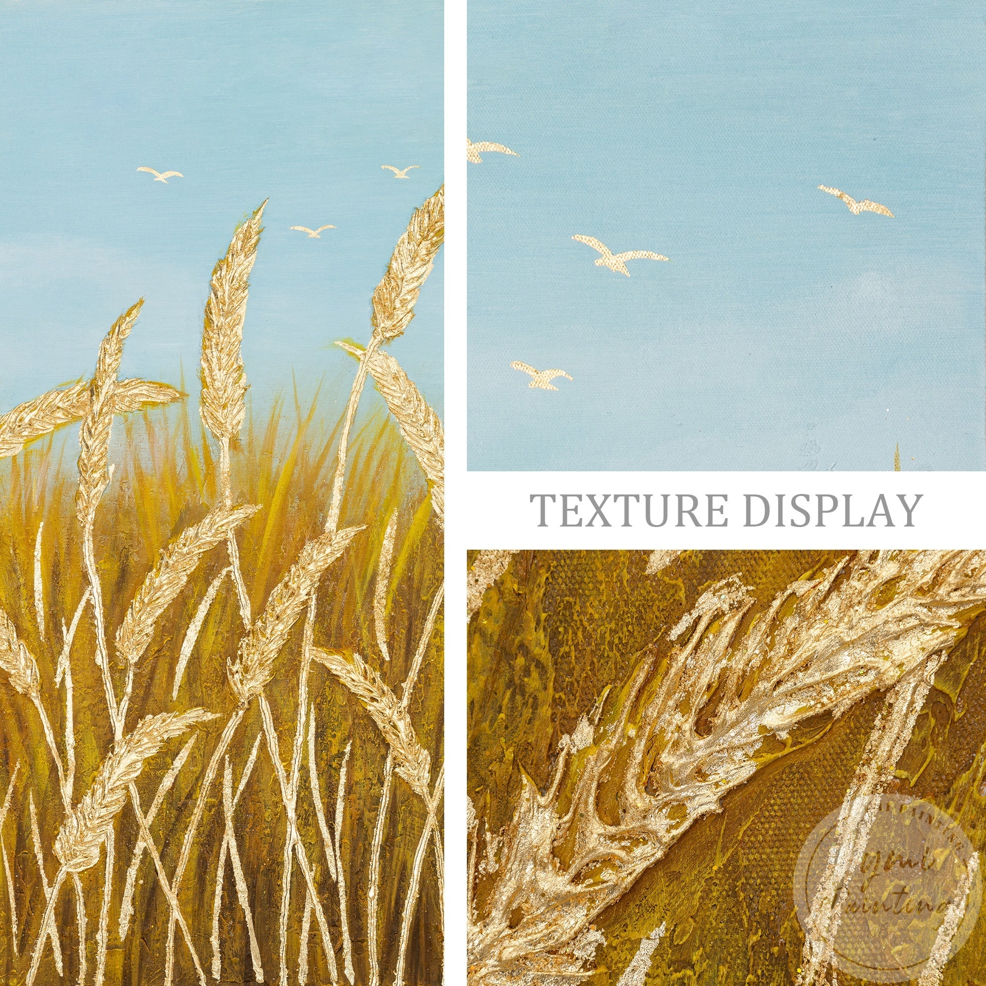 Soft lighting and rich golden tones painting texture display.