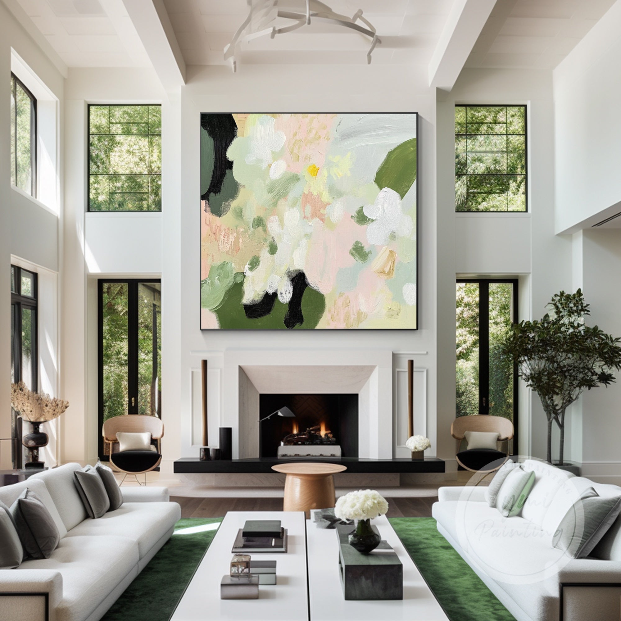 Impressionist floral painting in soft pastel tones.