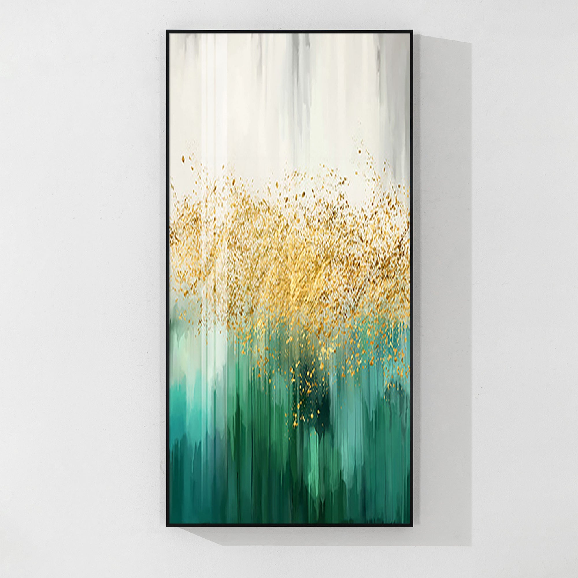Green Gold White Abstract Canvas Painting 3