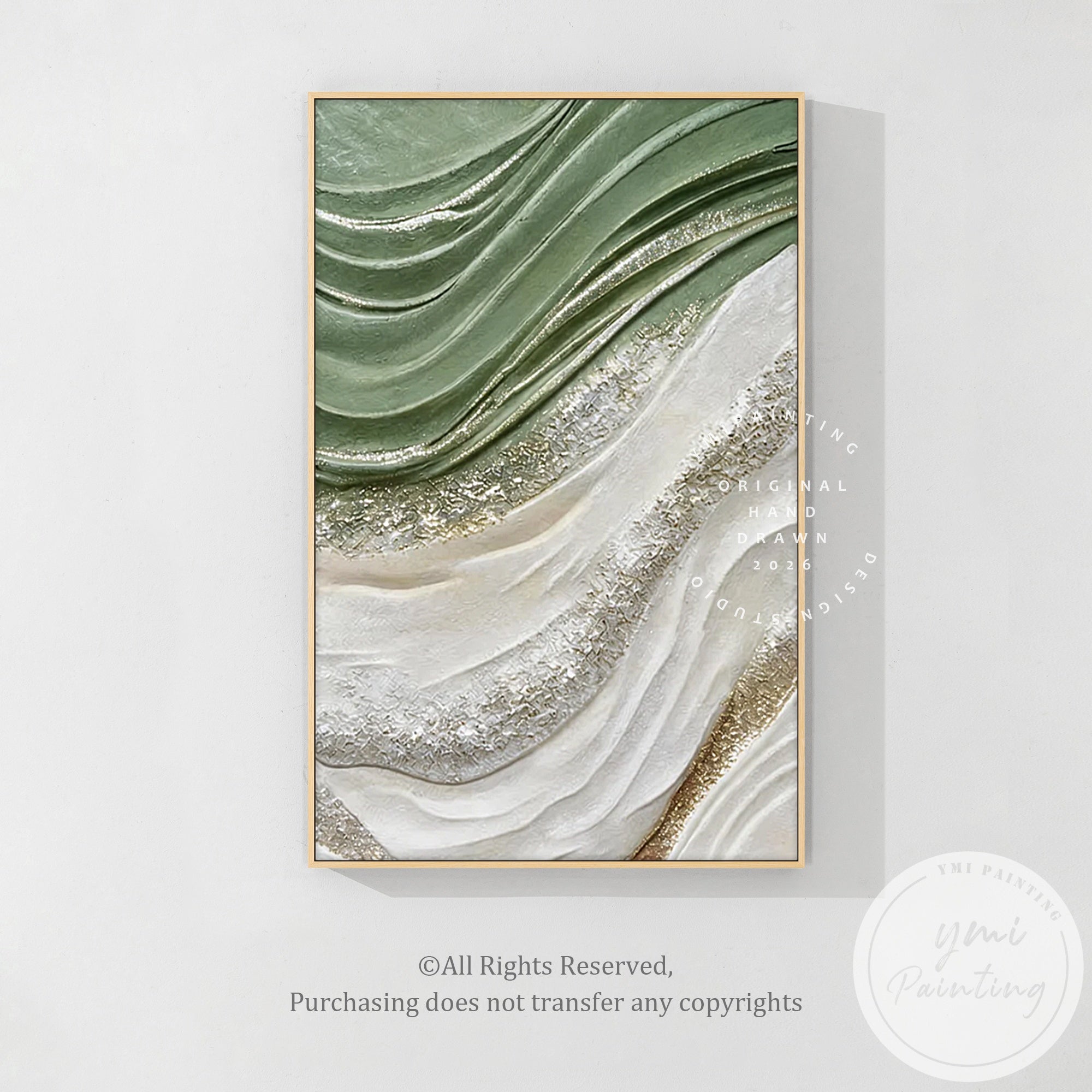 Abstract wall painting featuring sculptural flowing design