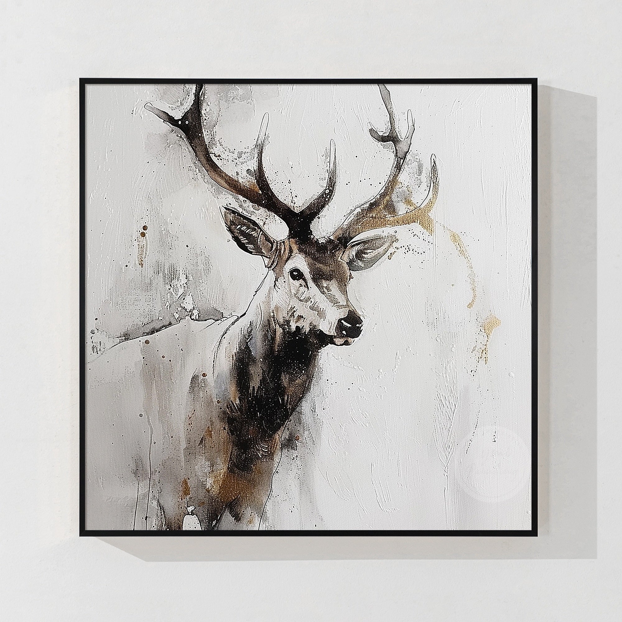 Luxury grey deer wall decor with raised texture, artistic details, and nature inspired interior style