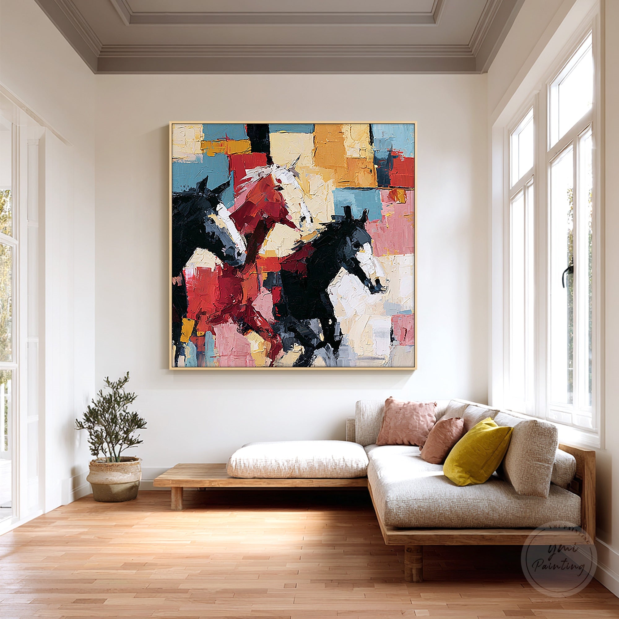 Handmade abstract horse wall decor for modern interiors