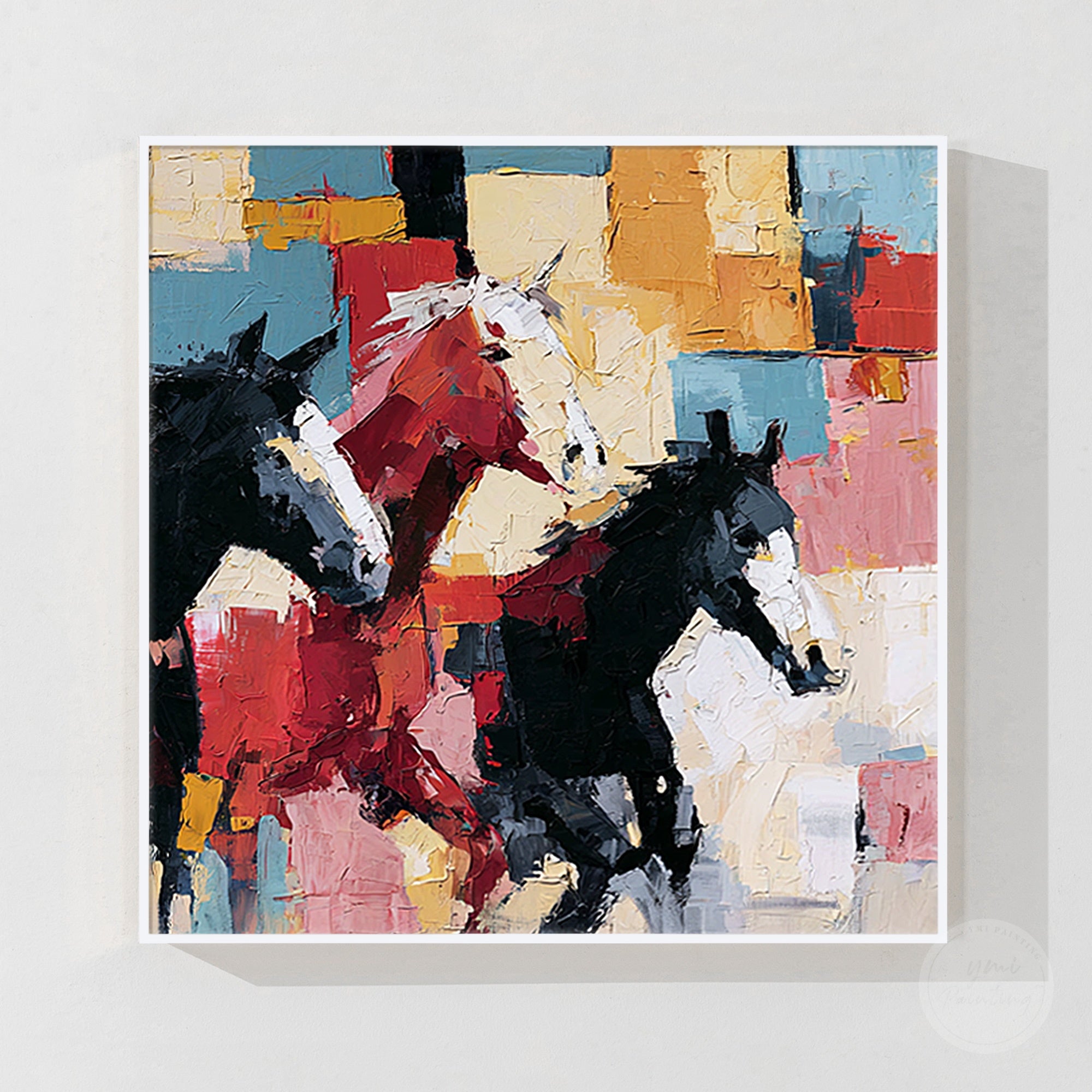 Abstract horse portrait painting with contemporary design style
