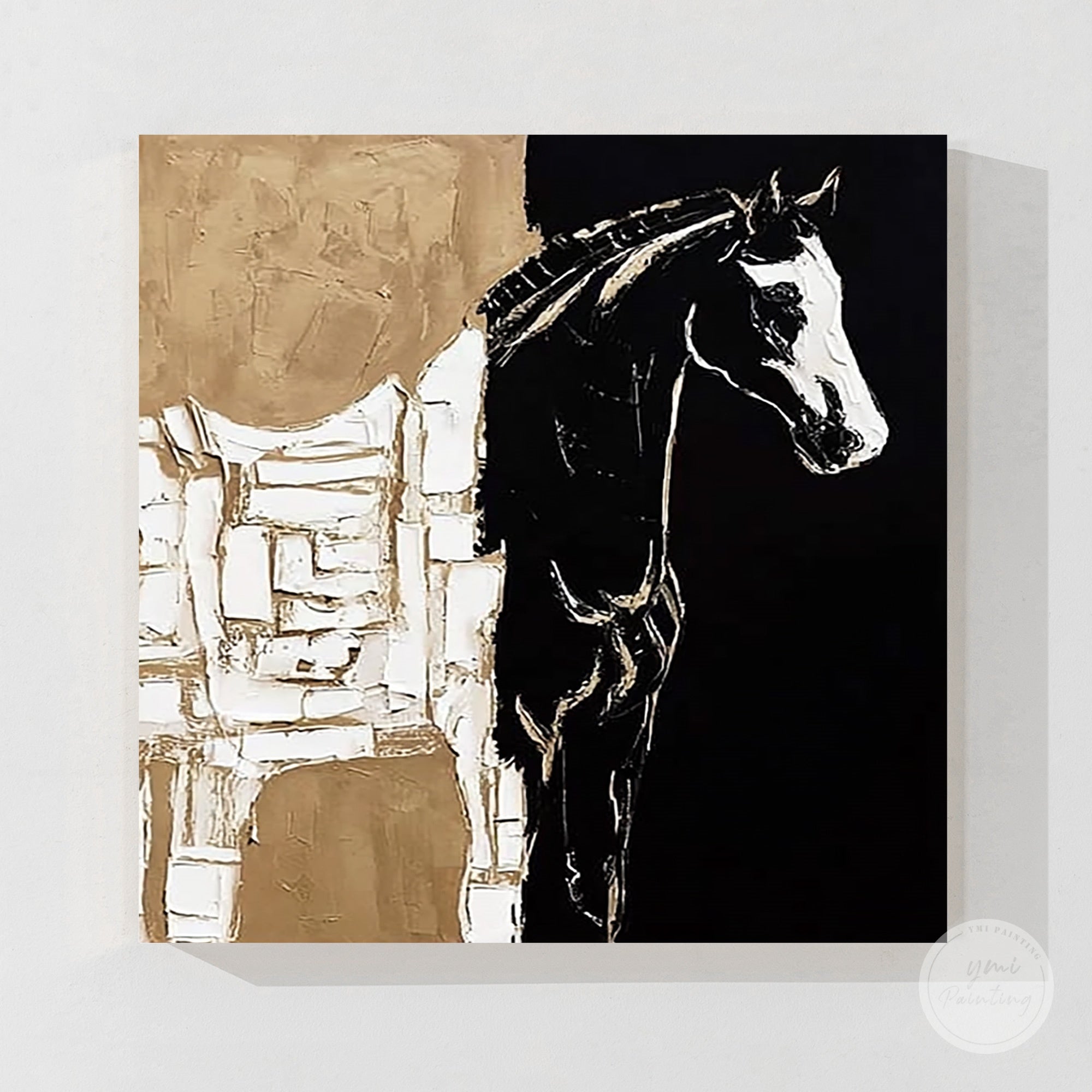 Unique black and white animal painting for modern interiors