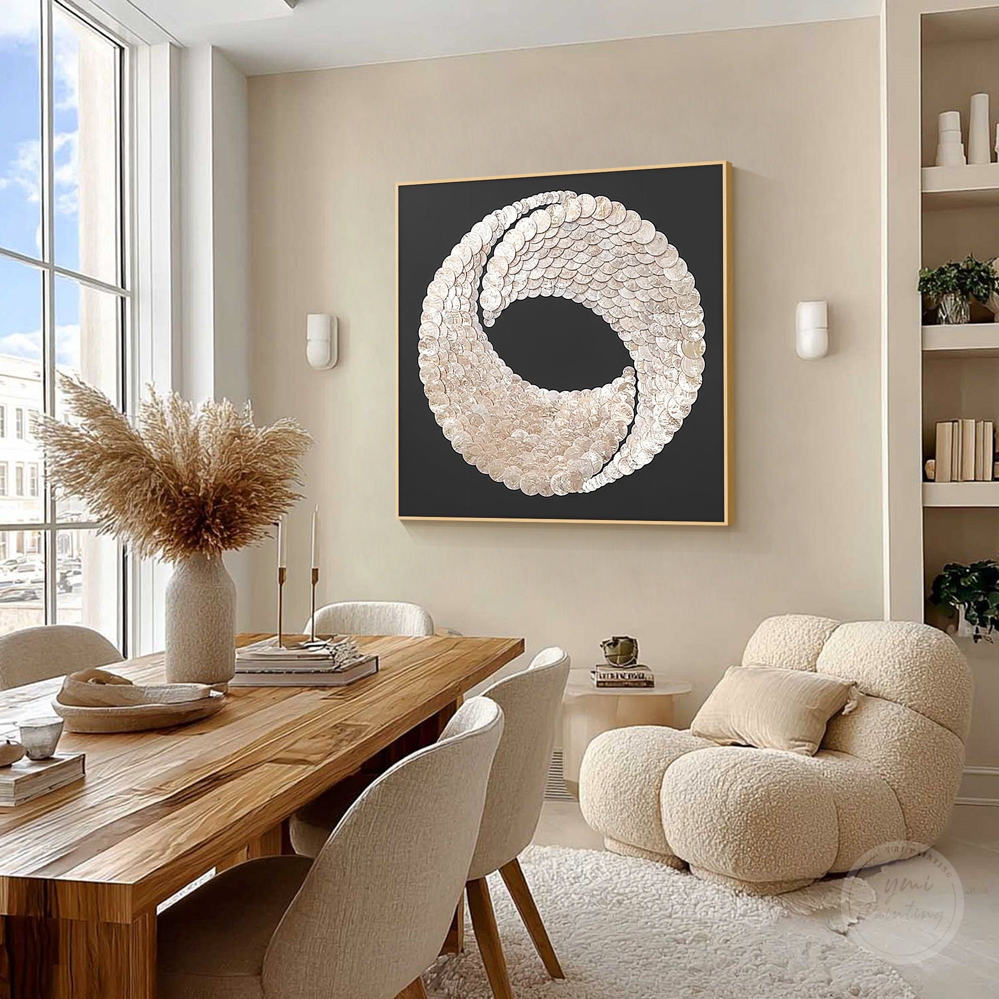 3D textured capiz shell painting handmade by artists