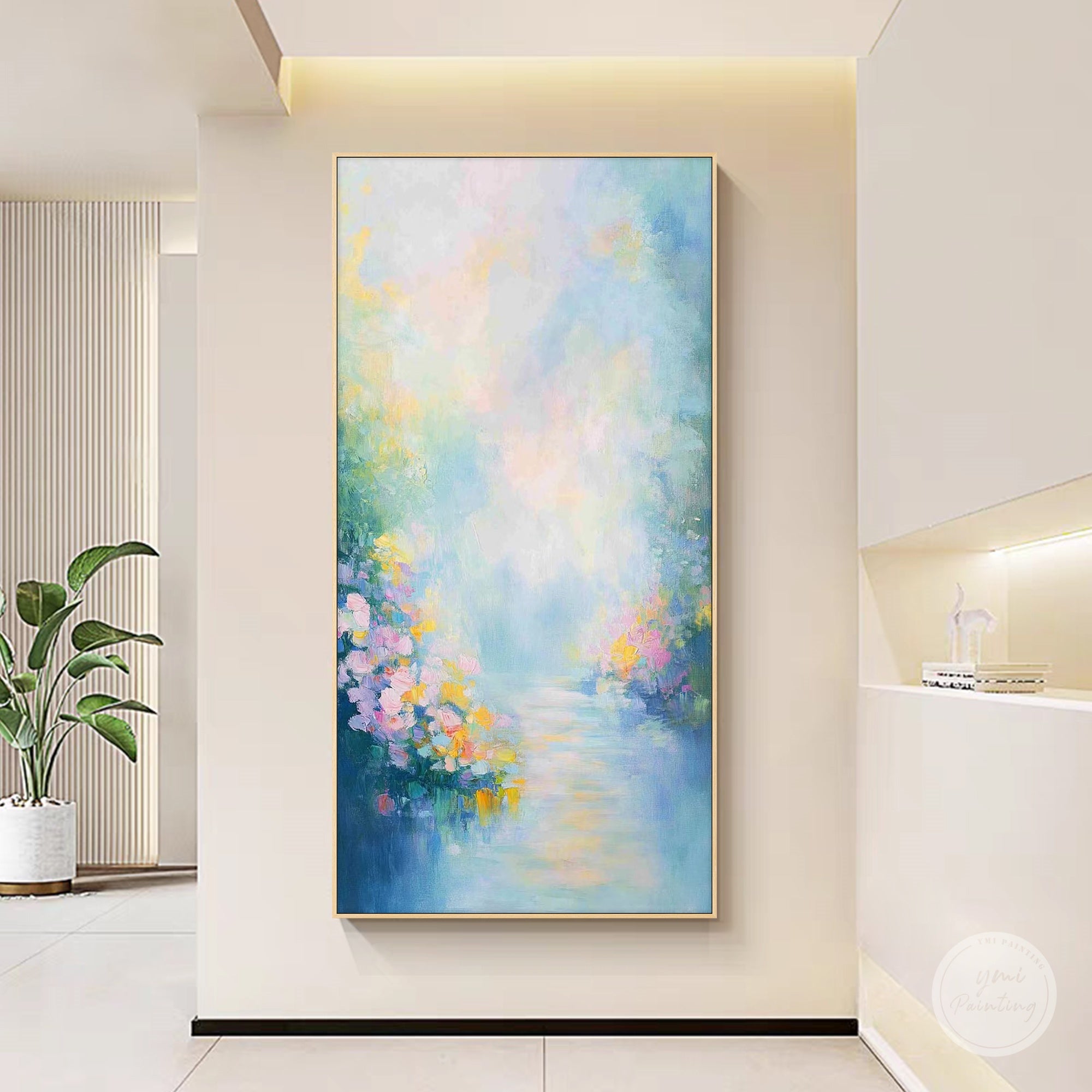 Impressionist floral river wall art styled