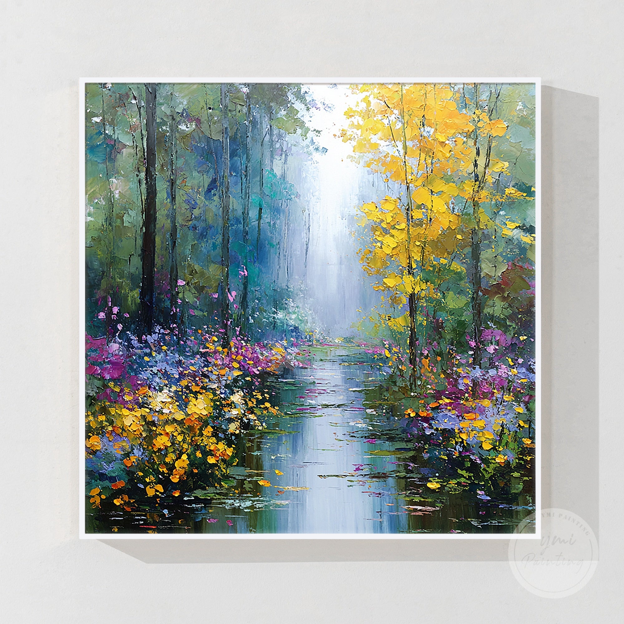 Hand-painted nature canvas artwork, perfect for garden-inspired home decor.