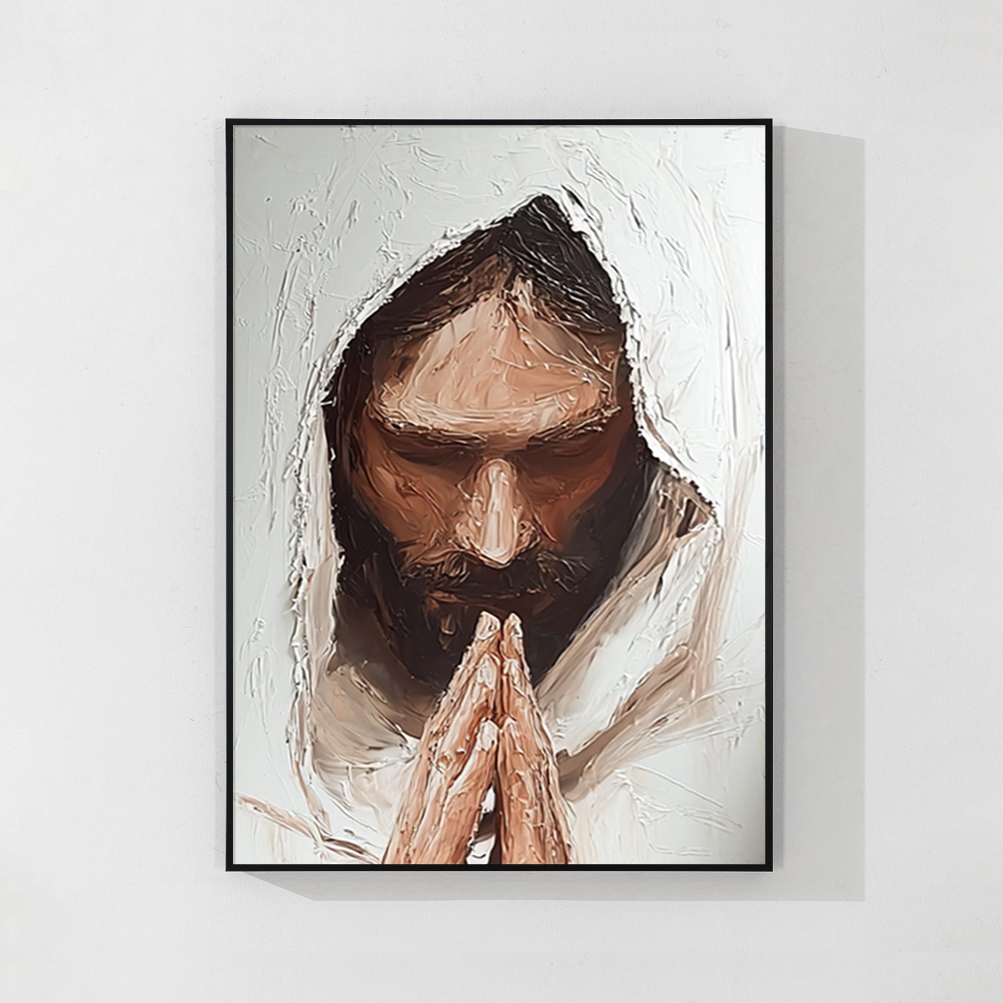 Jesus prayer wall art textured Christian portrait painting