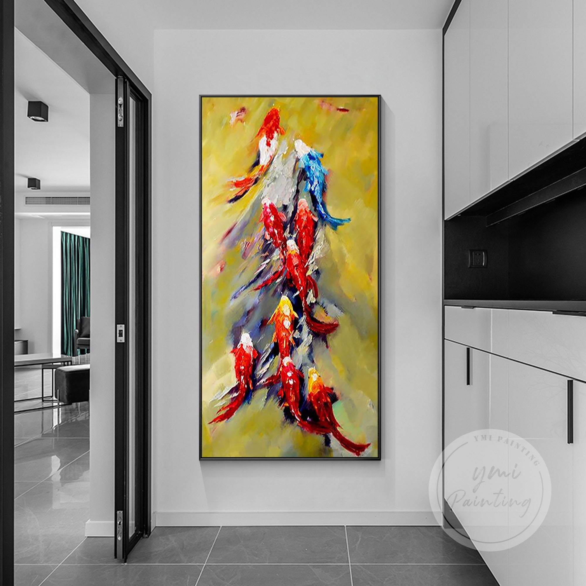 Framed version with black border contrasting against white wall