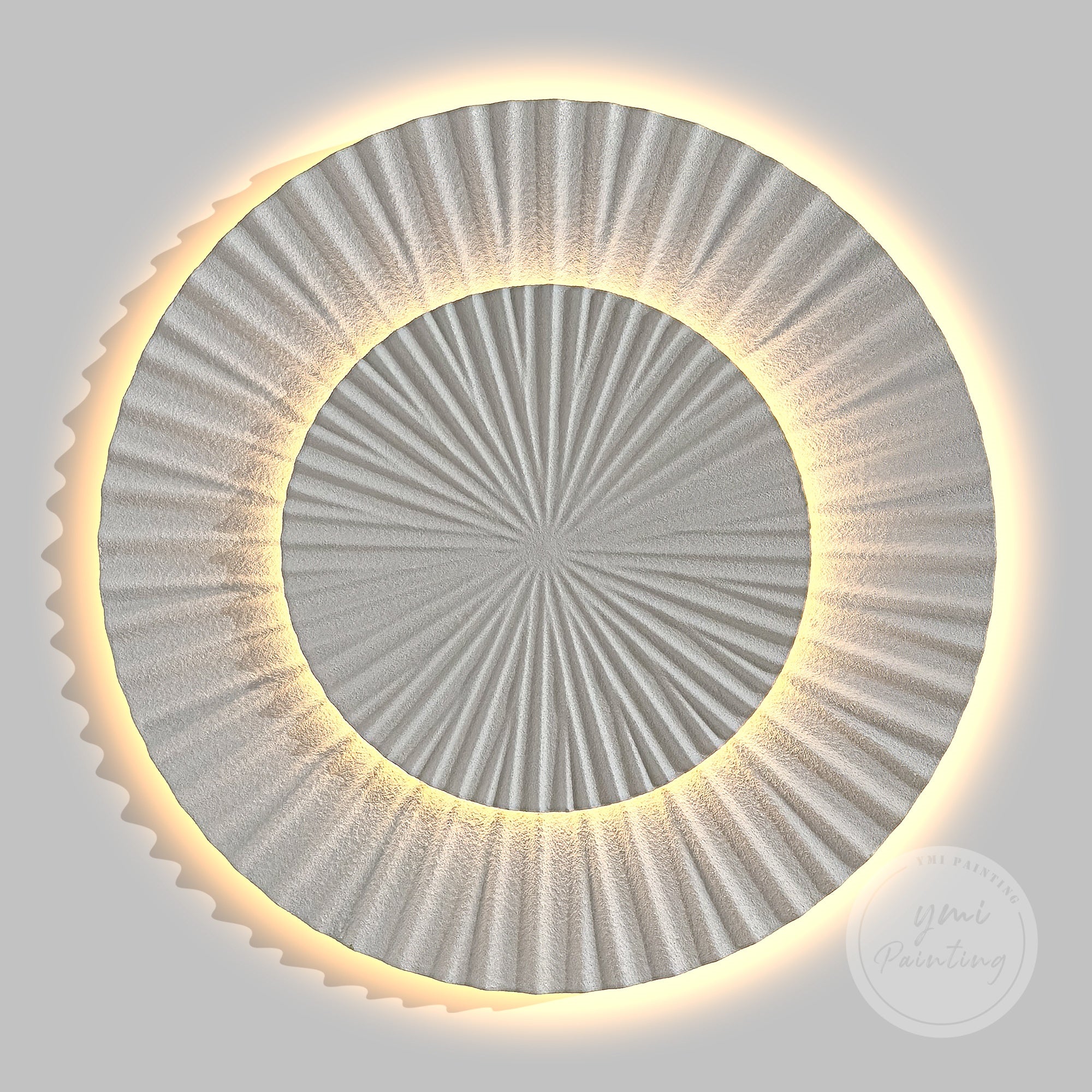 Double Layered 3D Wood Carving with warm LED lighting, ideal for modern wall decor.