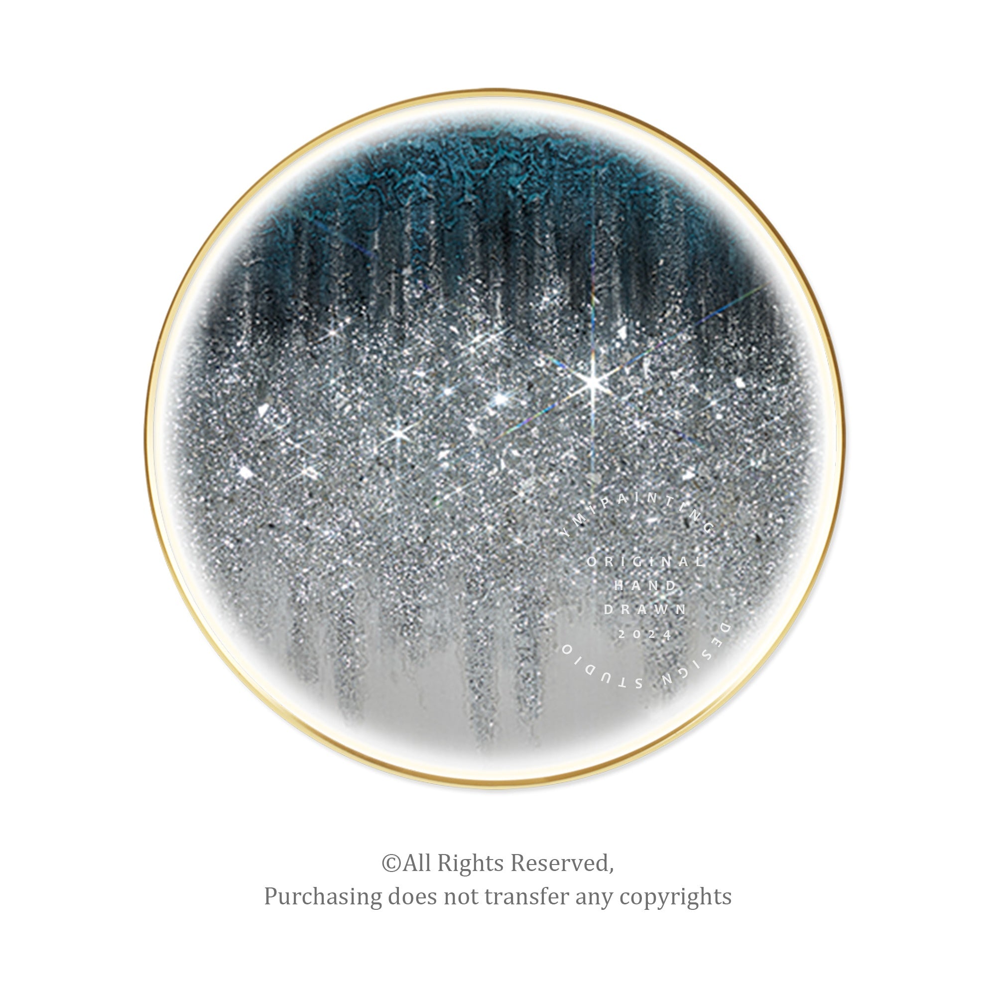 LED cold light round wall art with glitter and crushed glass, adding shimmer and ambient glow to any room.