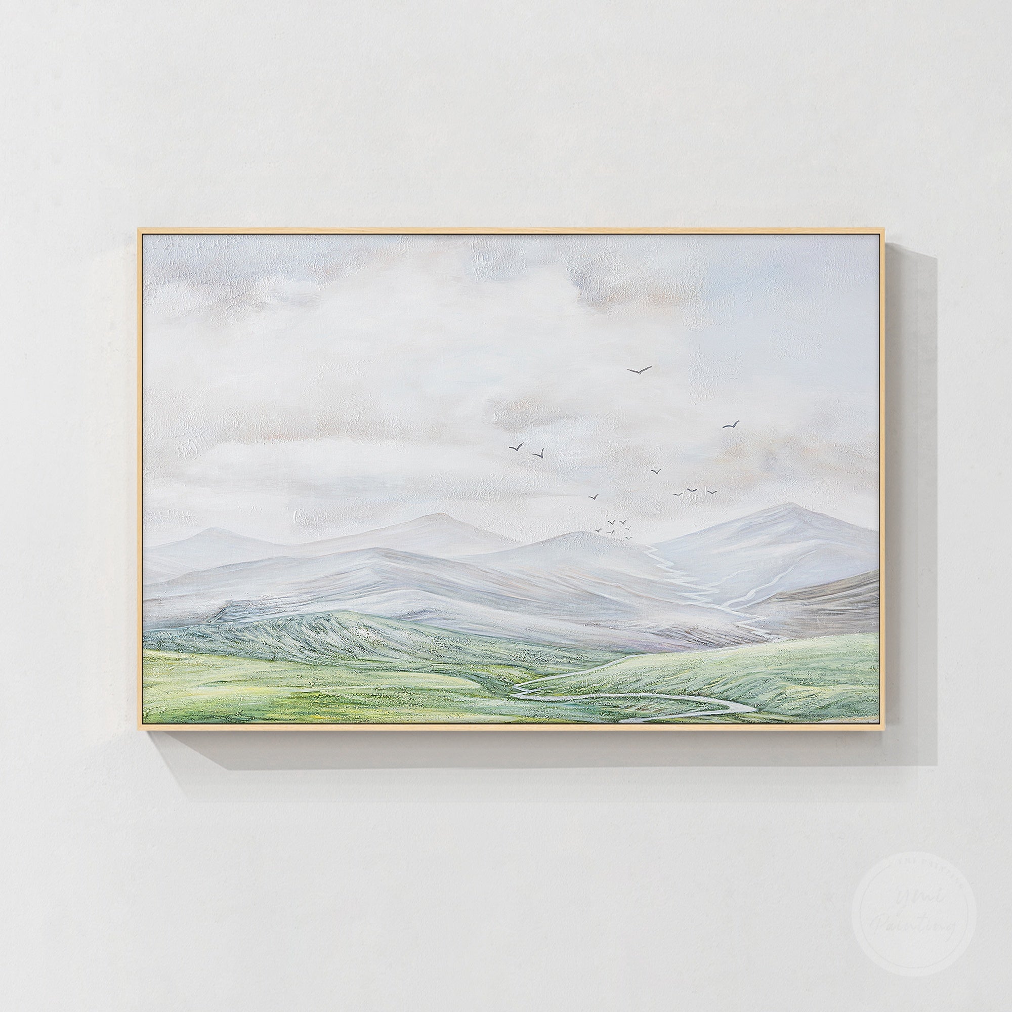 Unique mountain wall art featuring majestic peaks, textured brushwork, and luxury nature inspired decoration