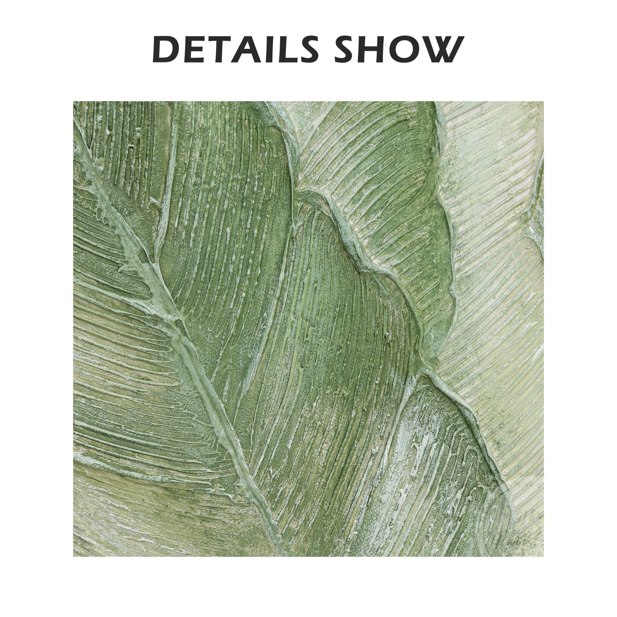 Original textured plant wall art in deep and vibrant green tones.