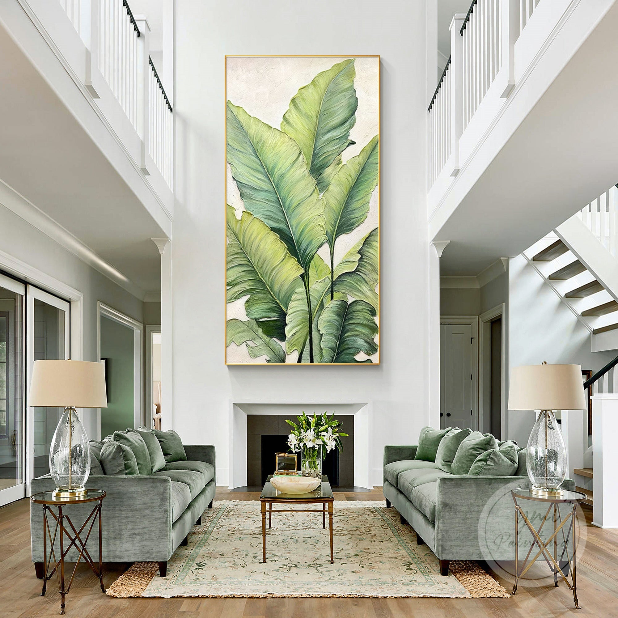 3D banana leaf artwork for modern or natural home decor.