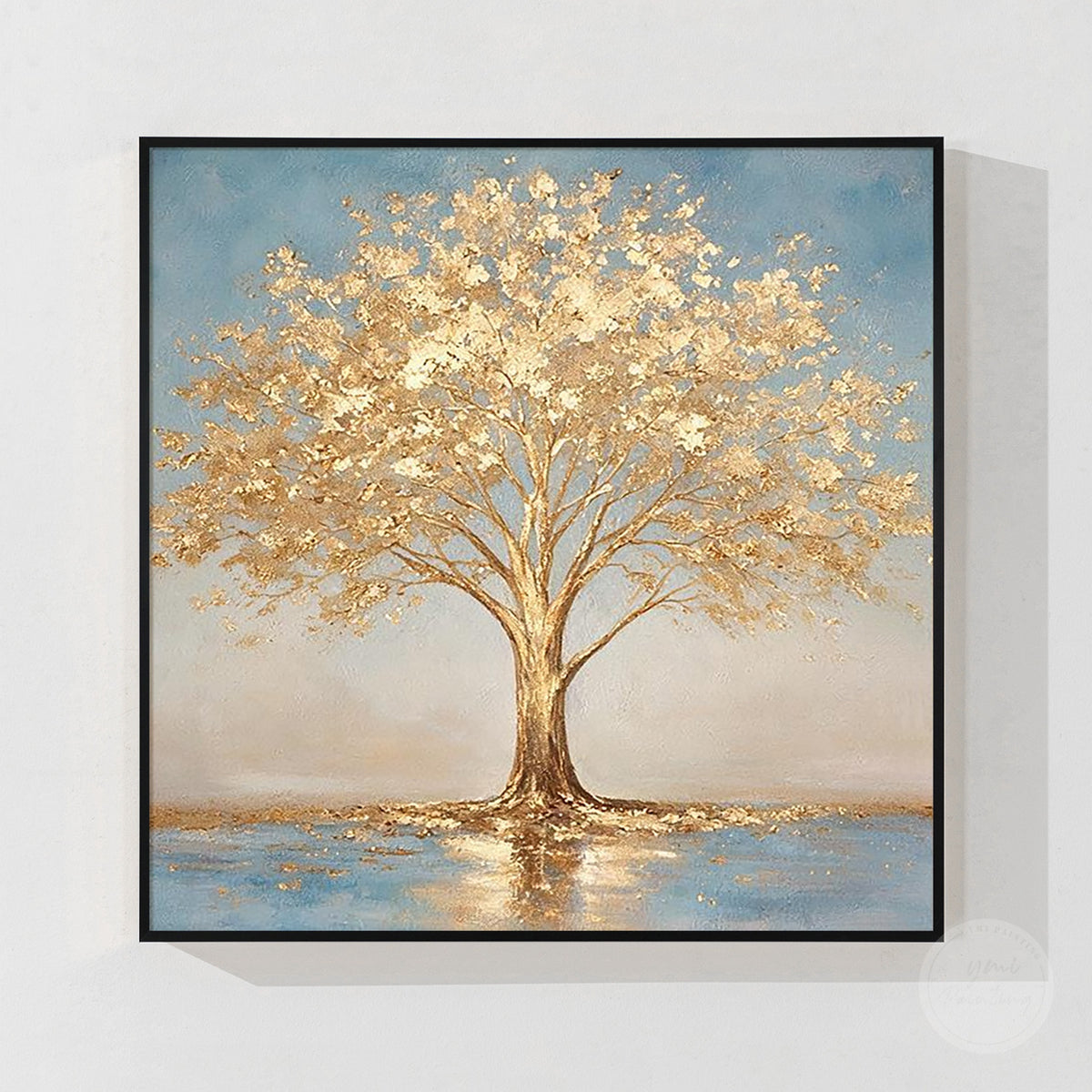 Handmade gold leaf Tree of Life painting for elegant interiors