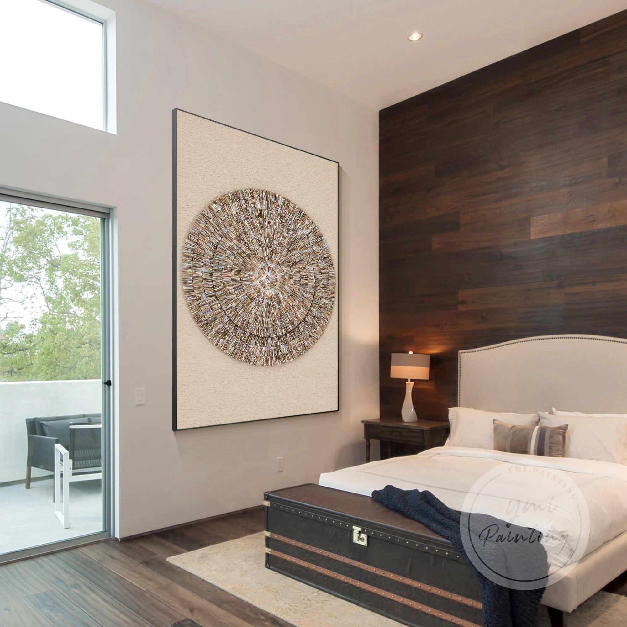 Double-layered 3D oyster shell painting for hallways