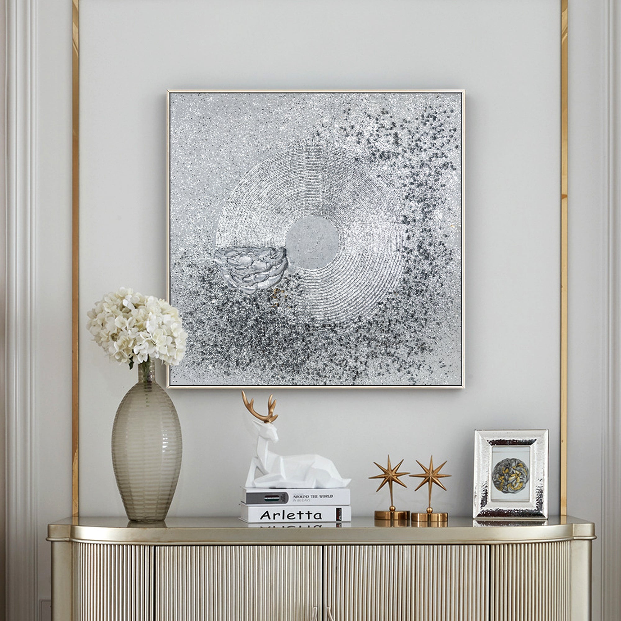 Textured abstract wall art in neutral gray palette