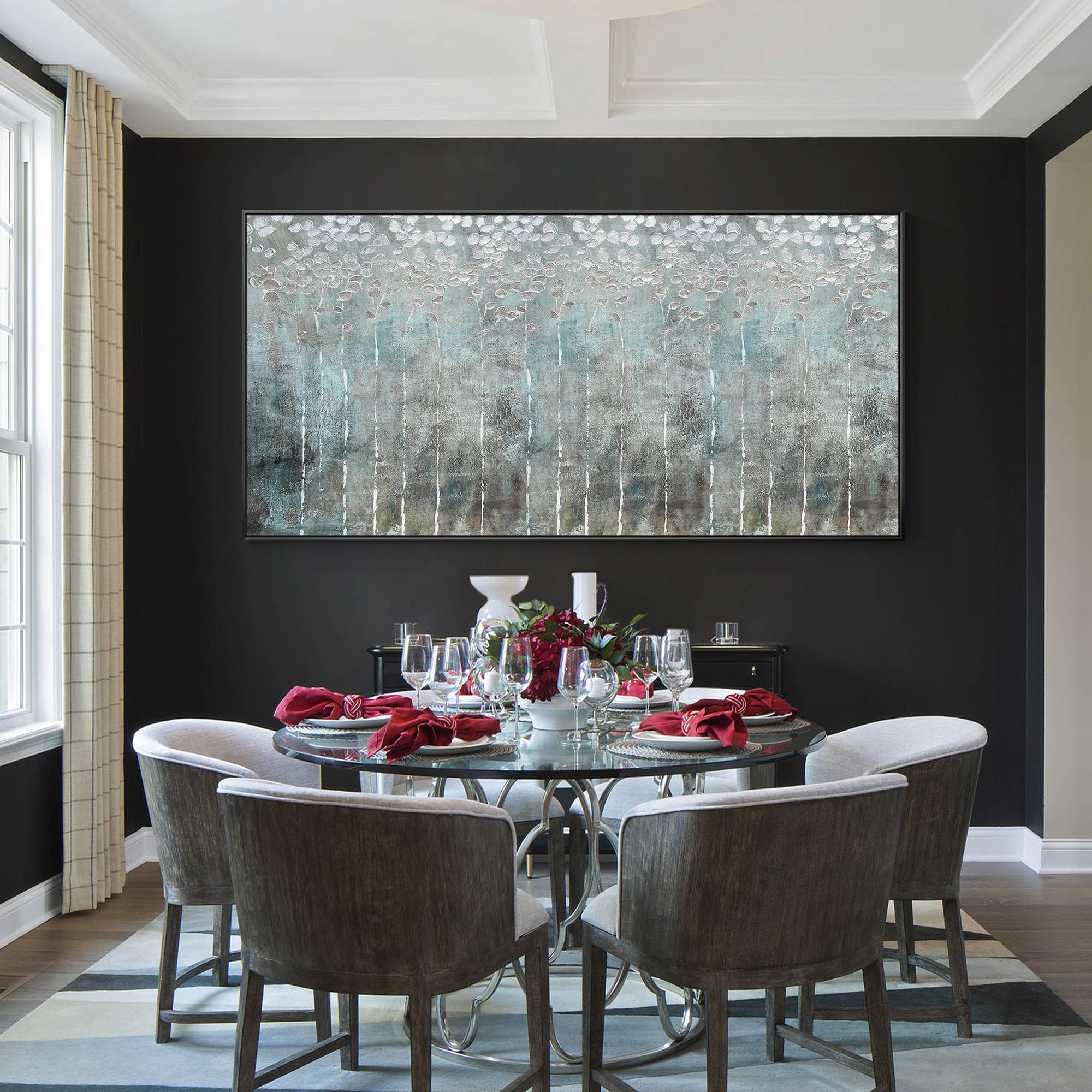 Minimal abstract wall art with gray and silver palette and subtle raised texture details