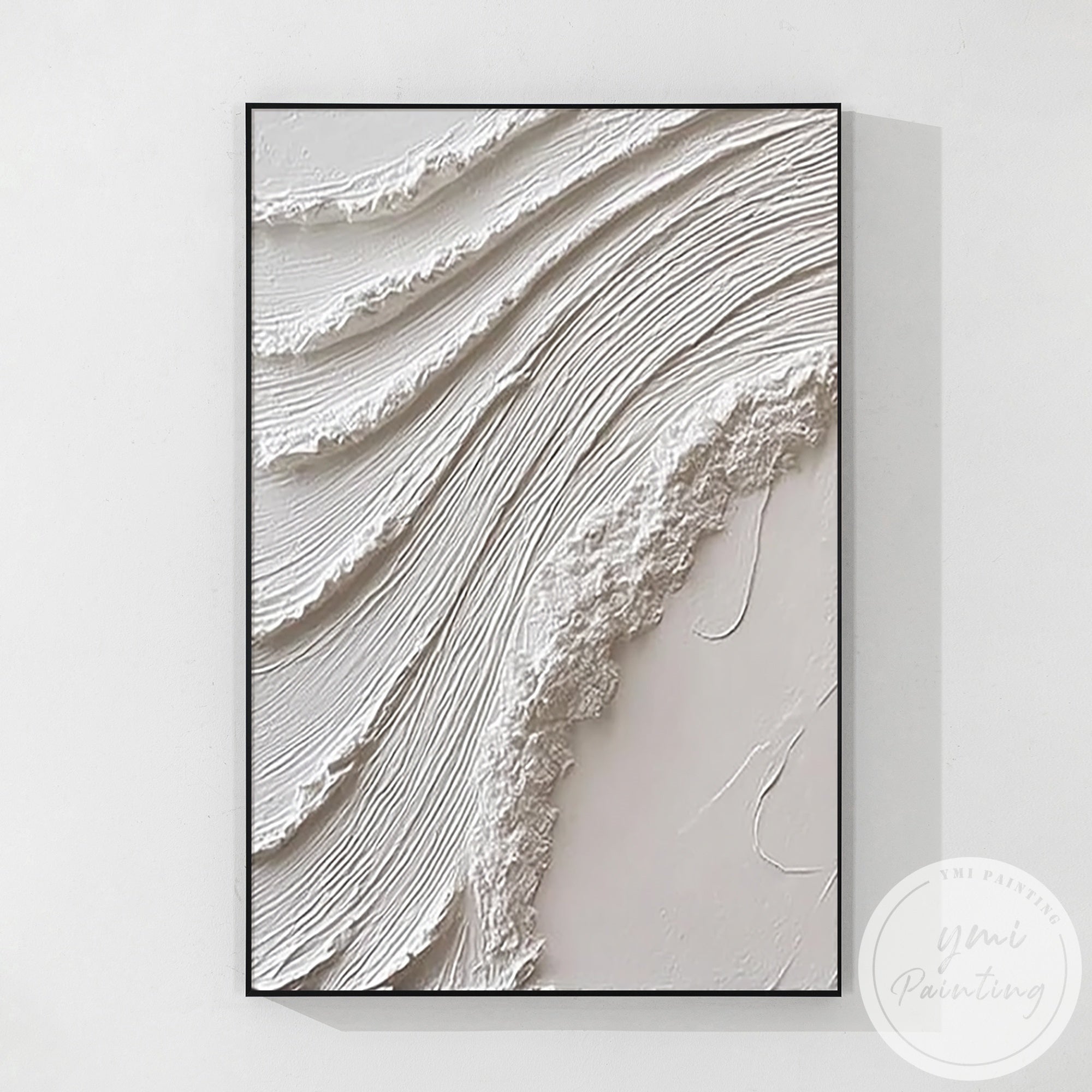 modern neutral abstract wave painting depth