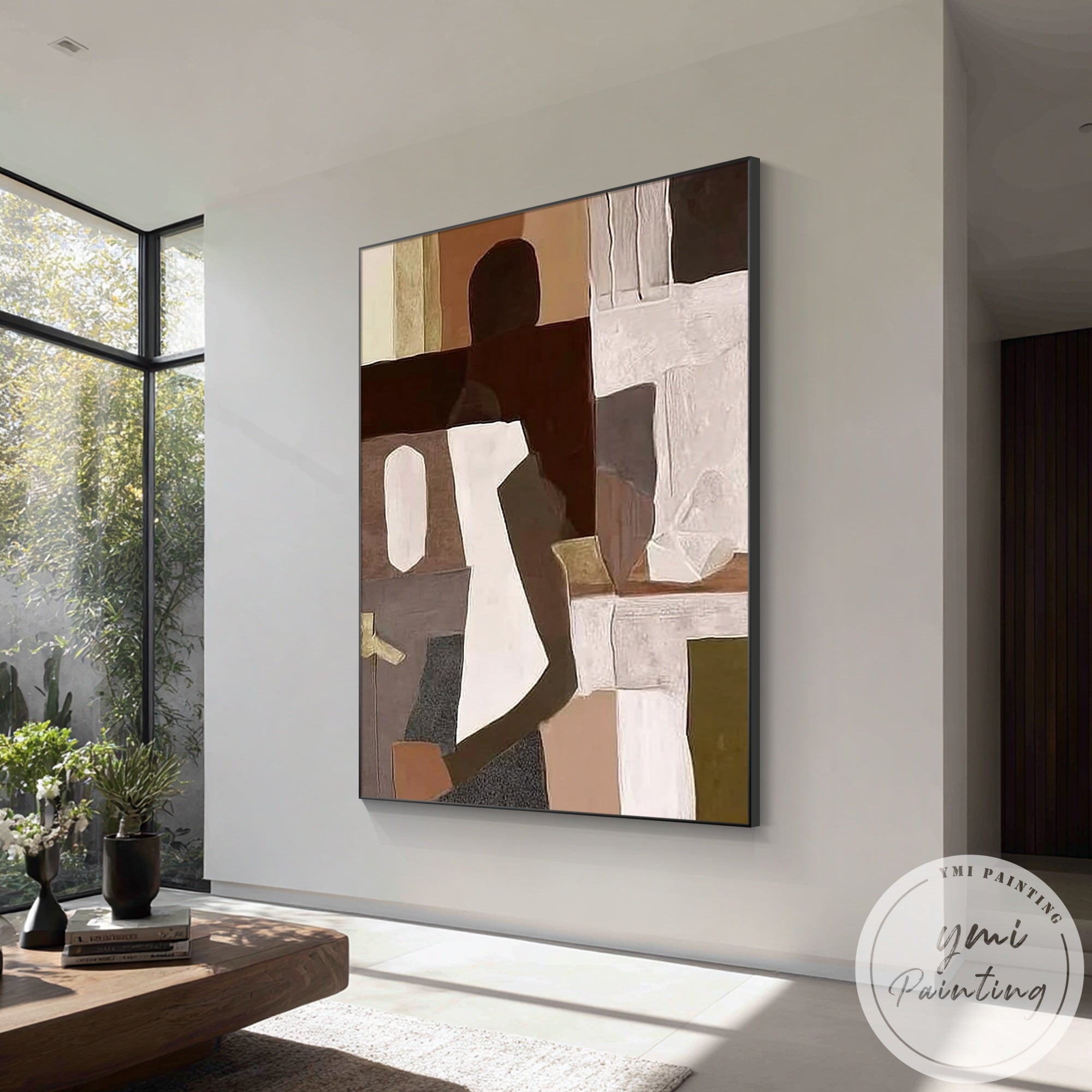 Brown and beige minimalist canvas painting