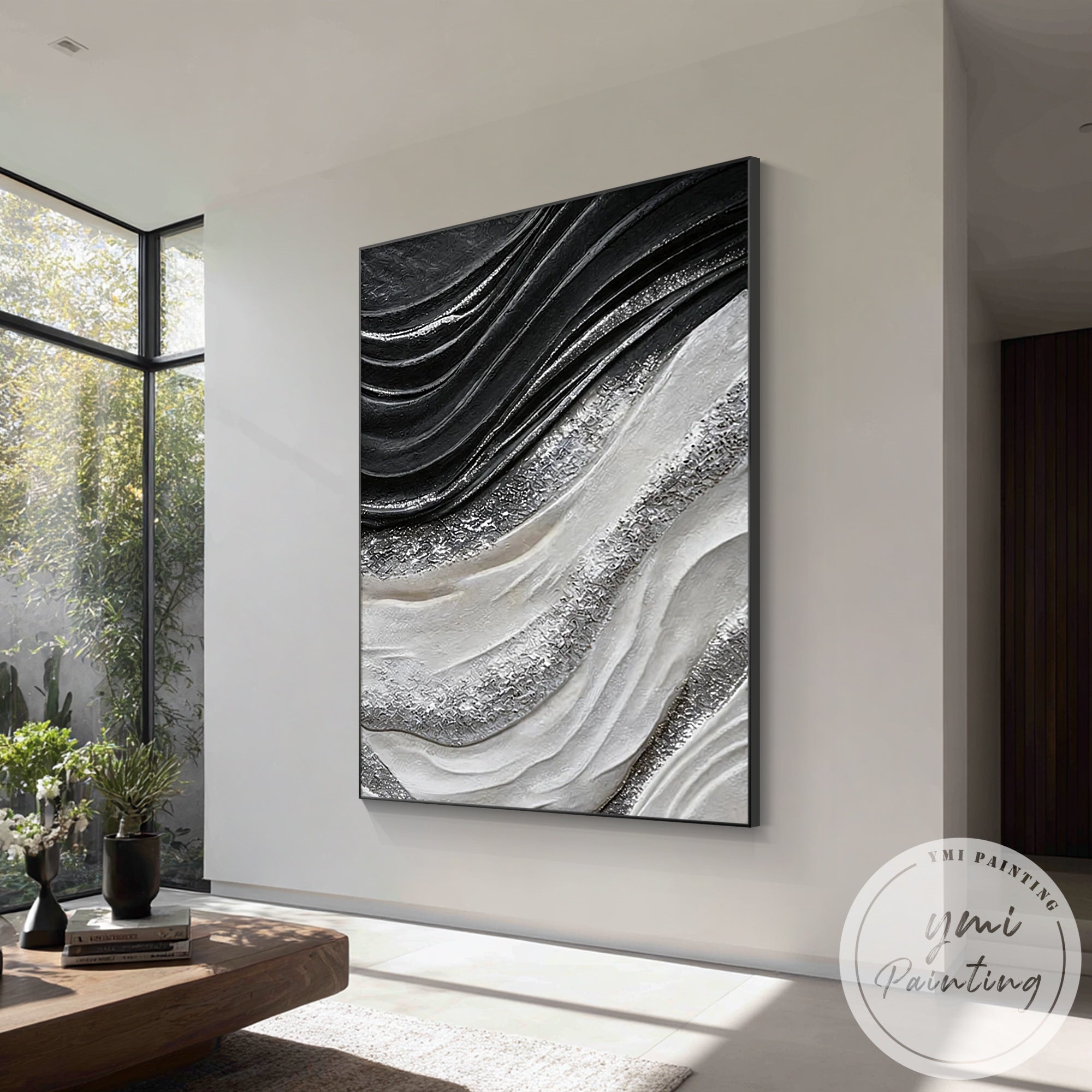 3D relief monochrome modern wall decor painting