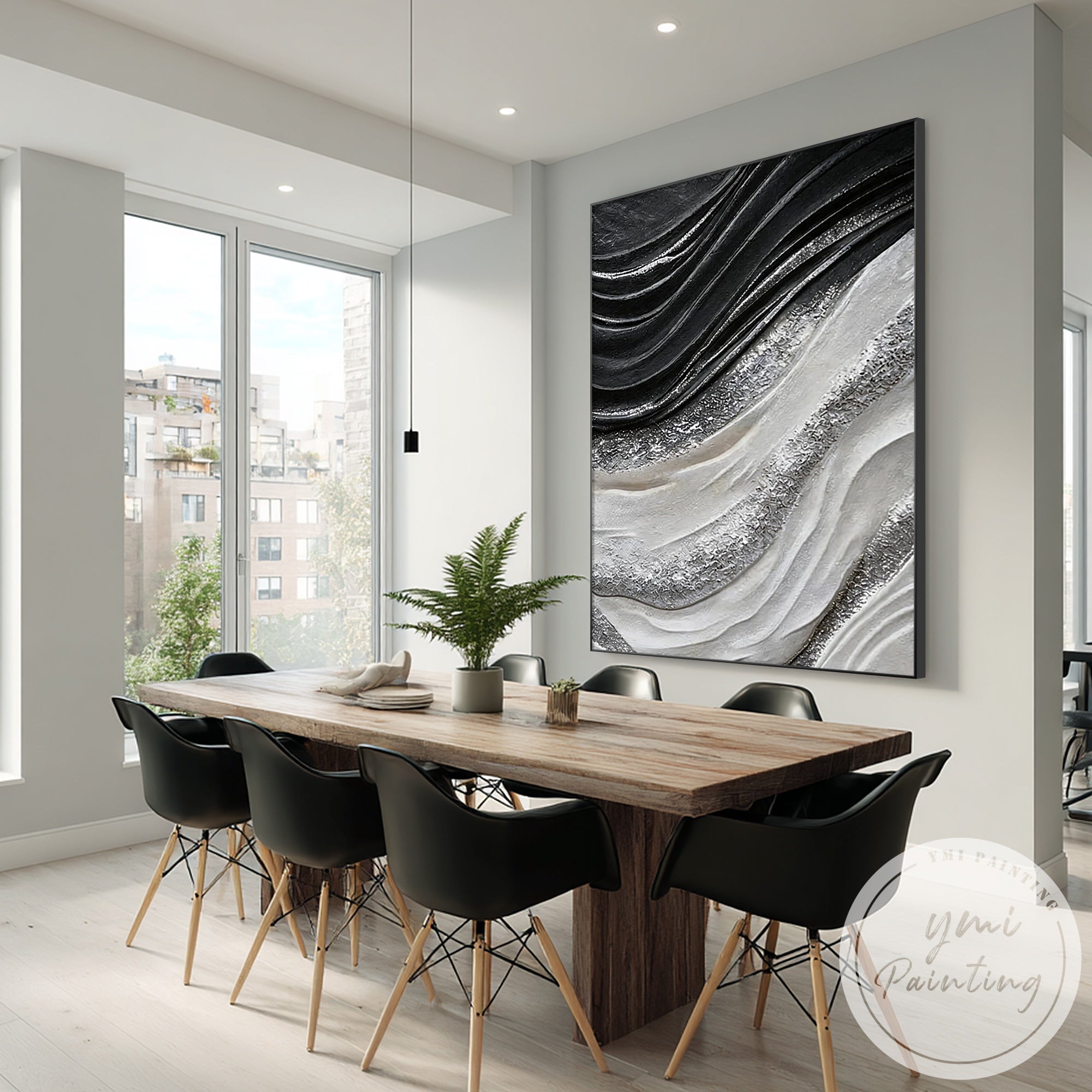 Minimalist black white luxury abstract artwork