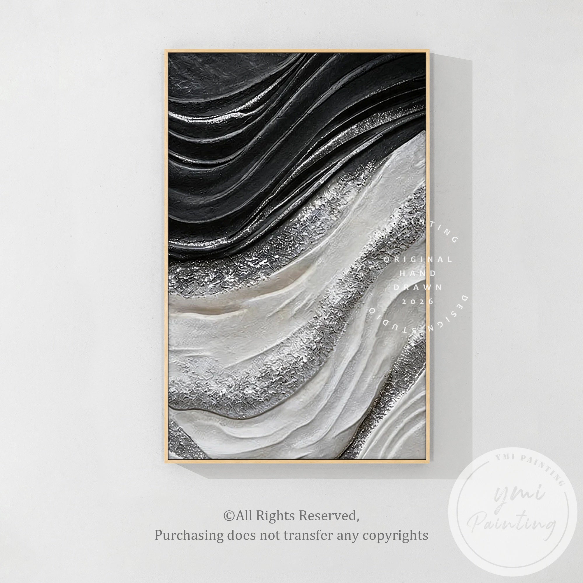Elegant black and white textured art composition