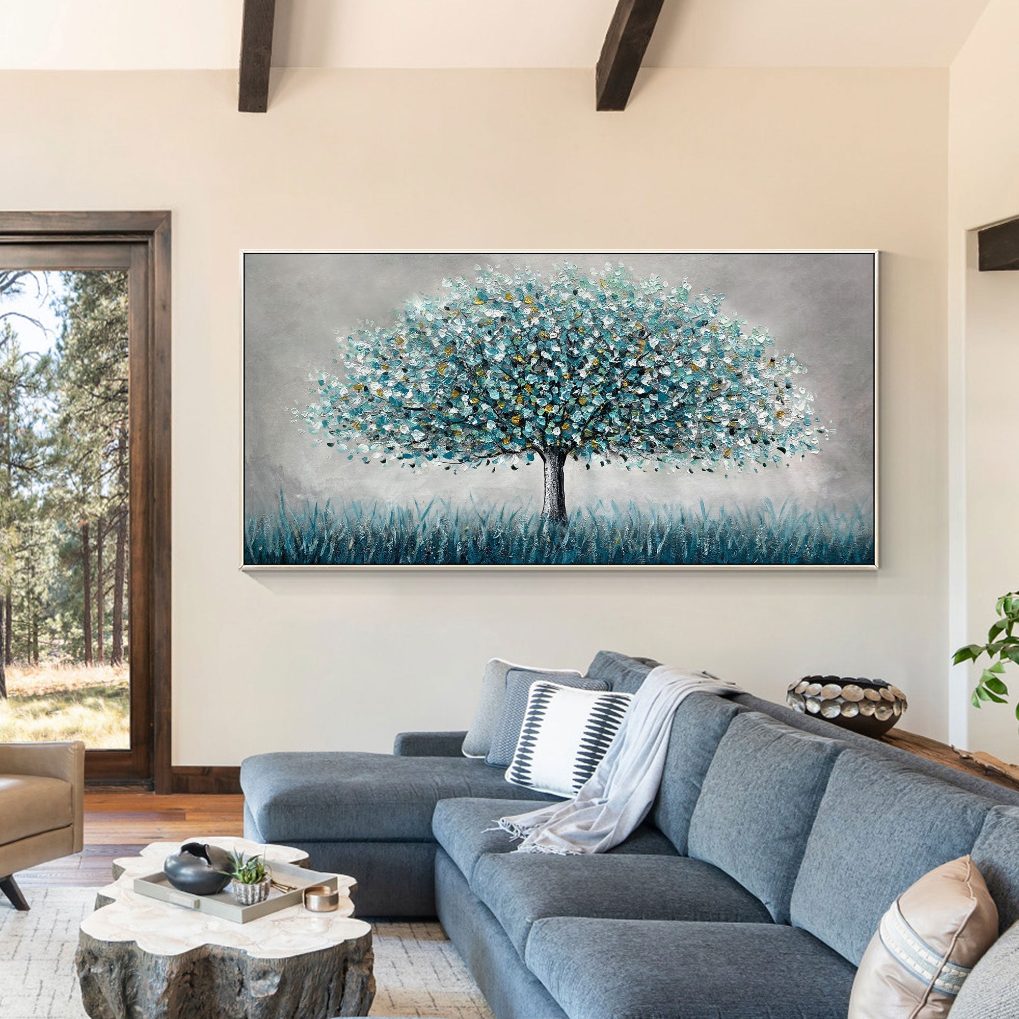 Modern Abstract Blooming Tree Canvas