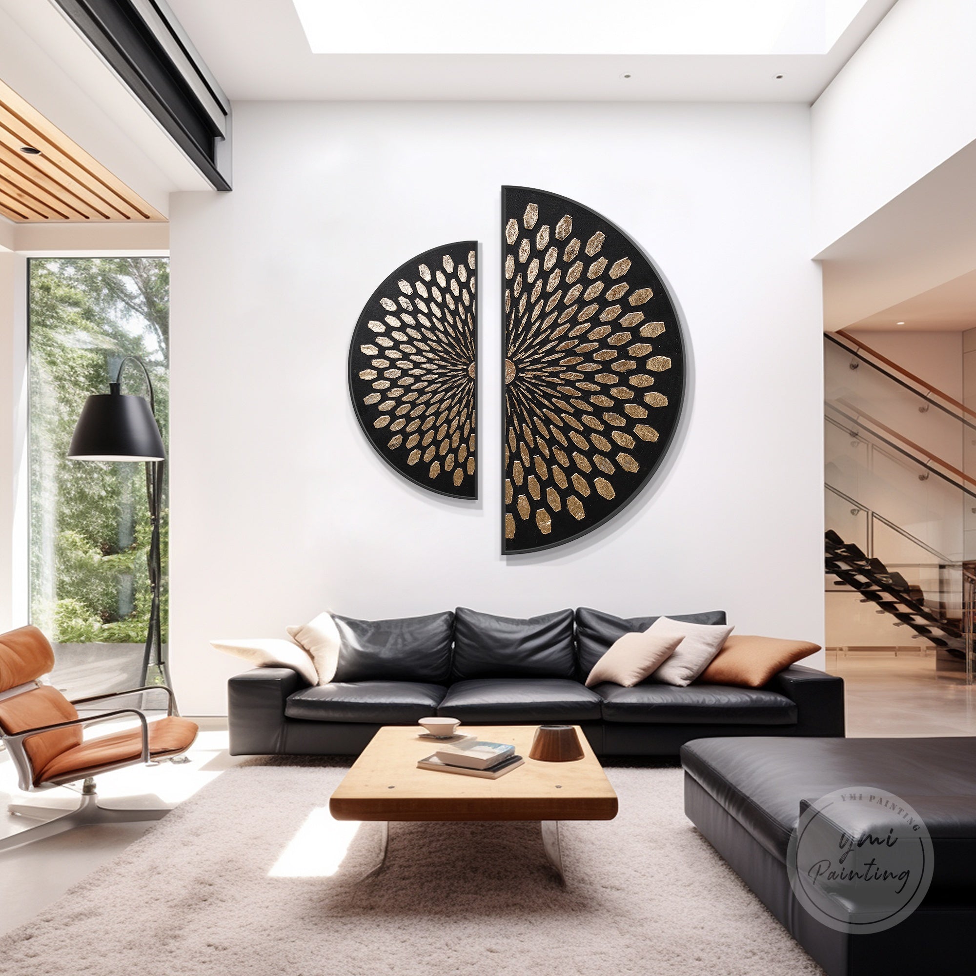 Minimalist gold diptych wall art in a calm bedroom setting, thoughtful gift for her home decor upgrade