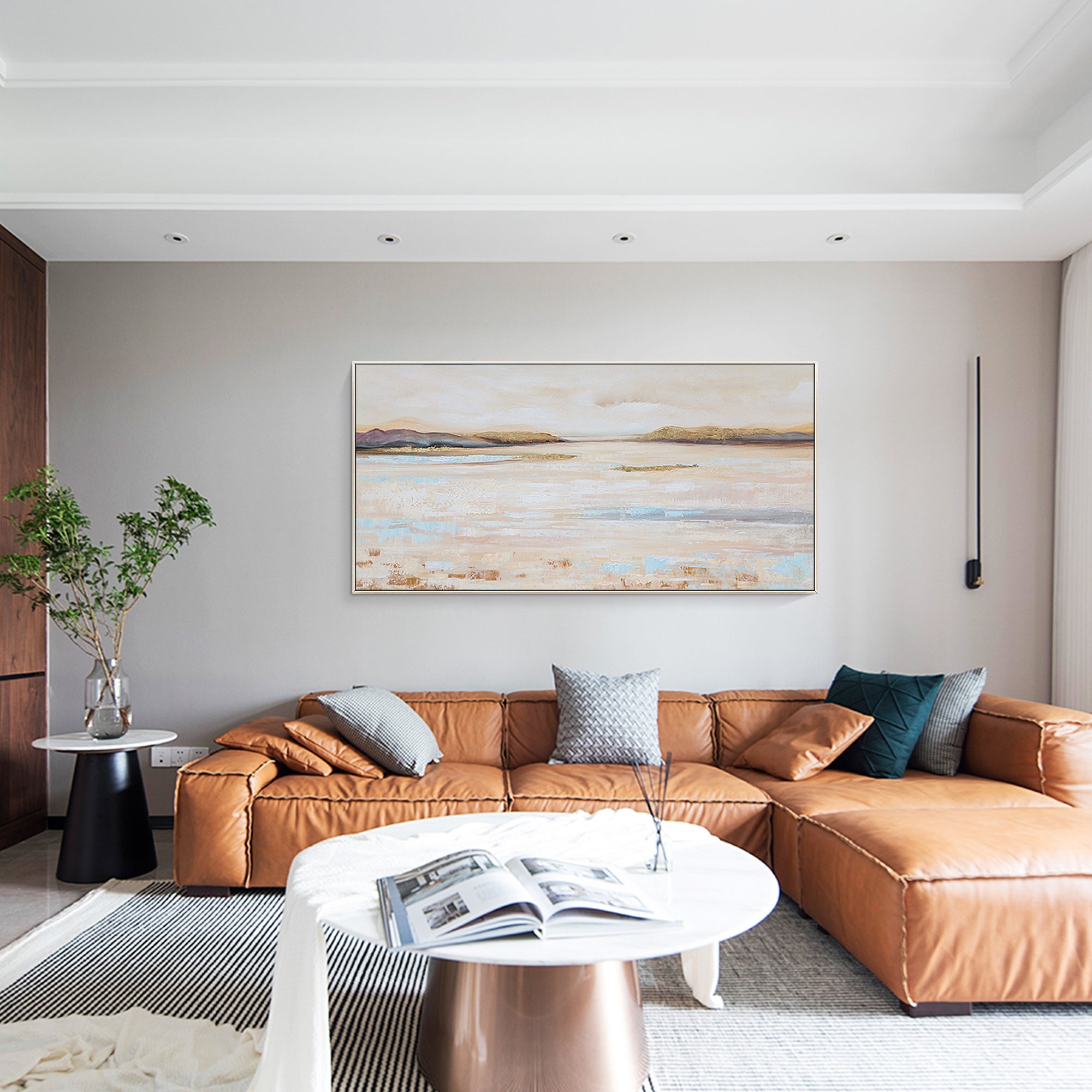 Ymipainting Neutral Toned Handcrafted Canvas for Living Room Decor