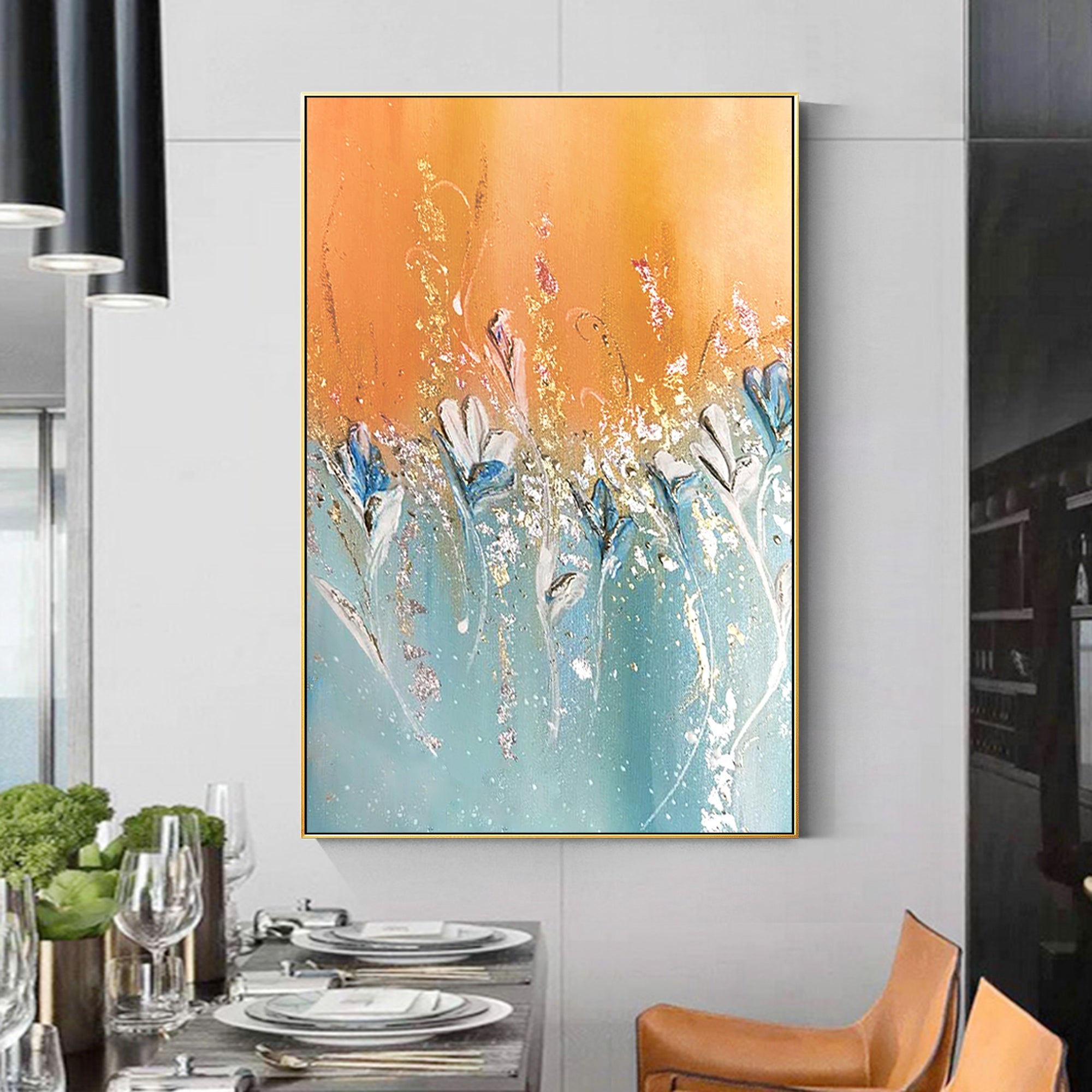 Modern Abstract Wild Flower Painting Canvas