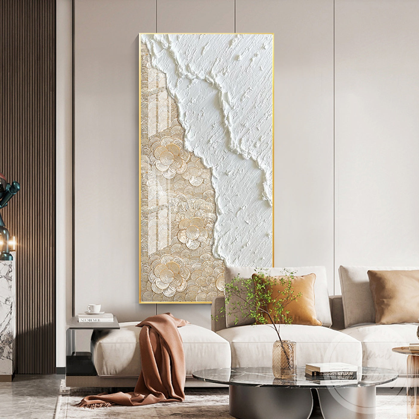 Contemporary champagne gold canvas art