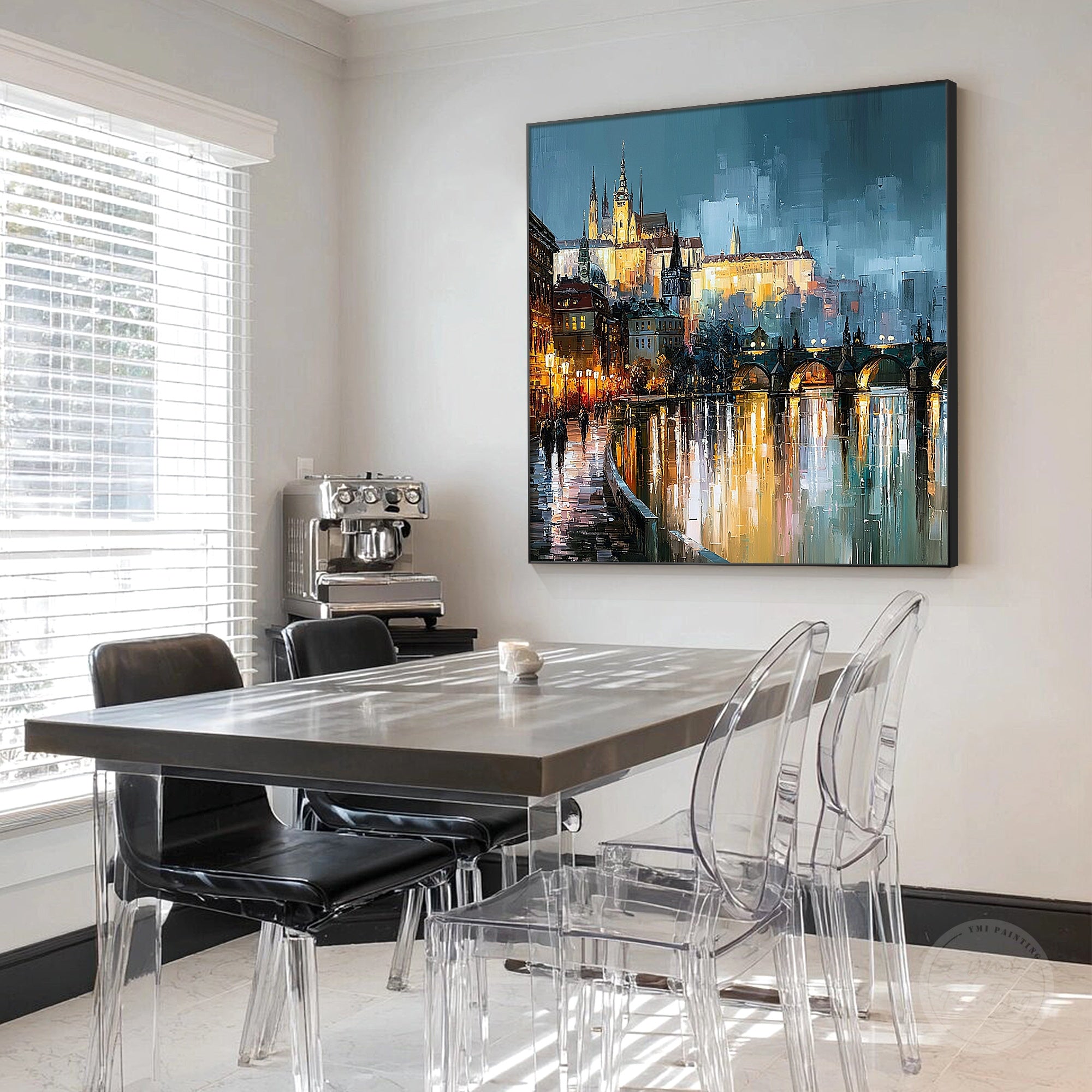 Golden light urban landscape artwork