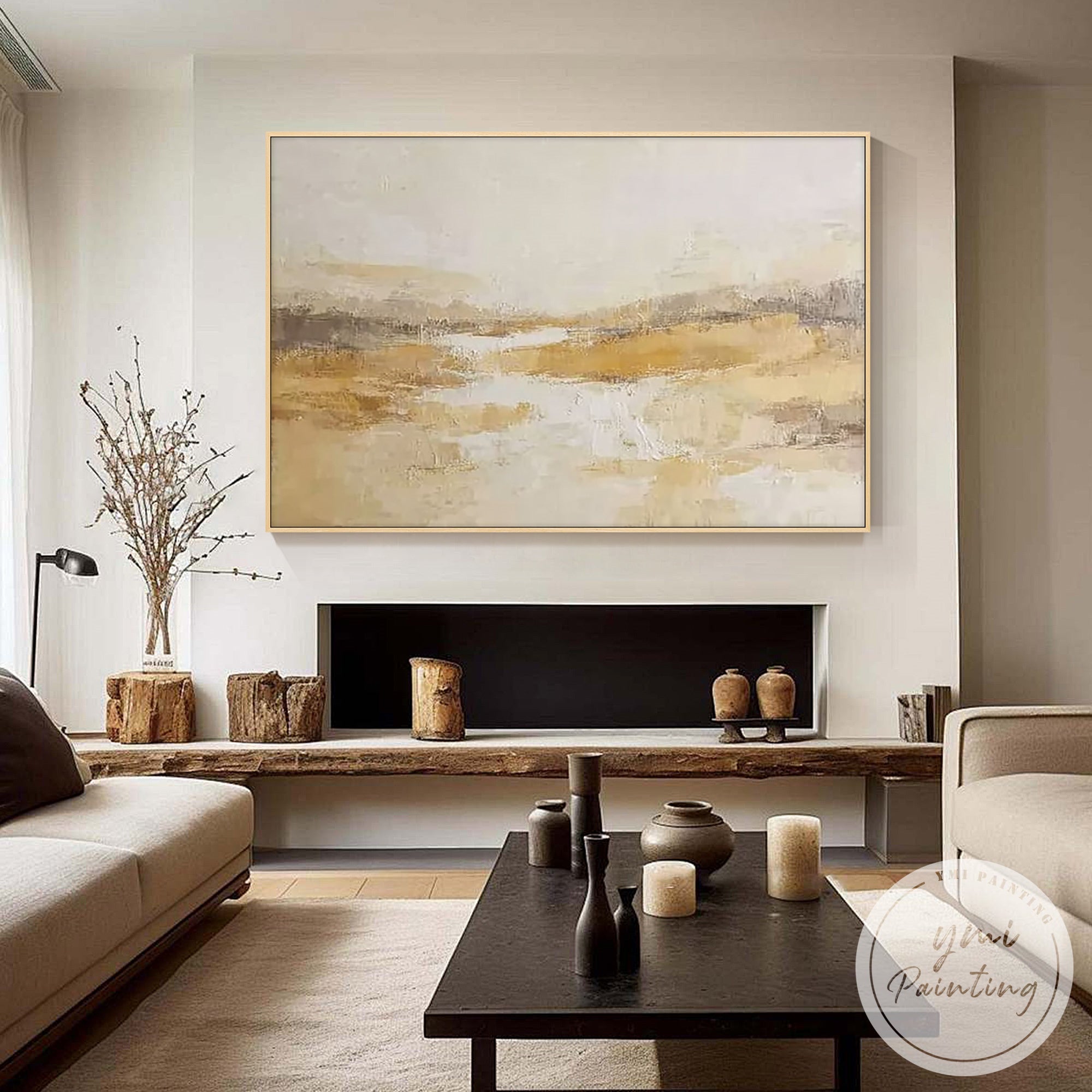Cream and beige landscape wall decor