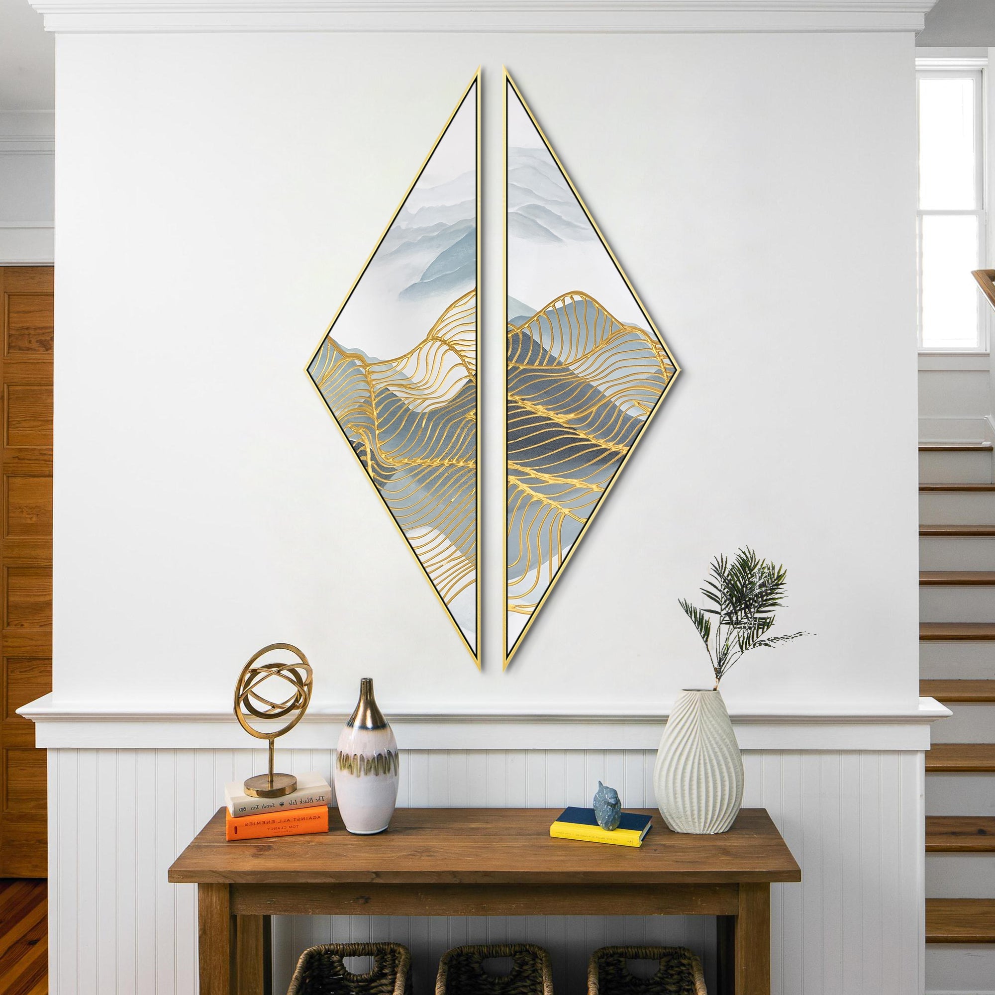 Modern Geometric Abstract Mountain Painting