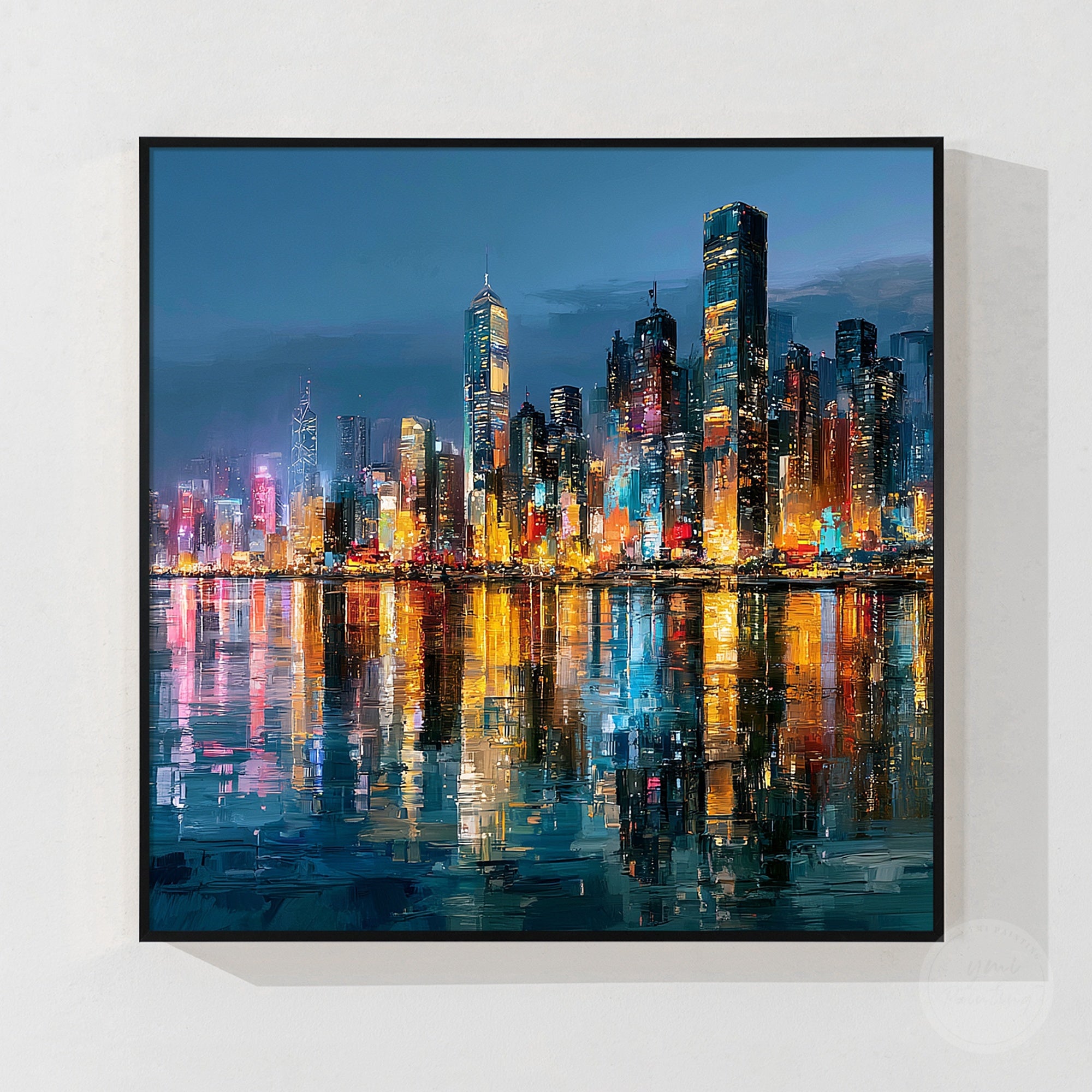 Luxury Hong Kong travel inspired skyline painting