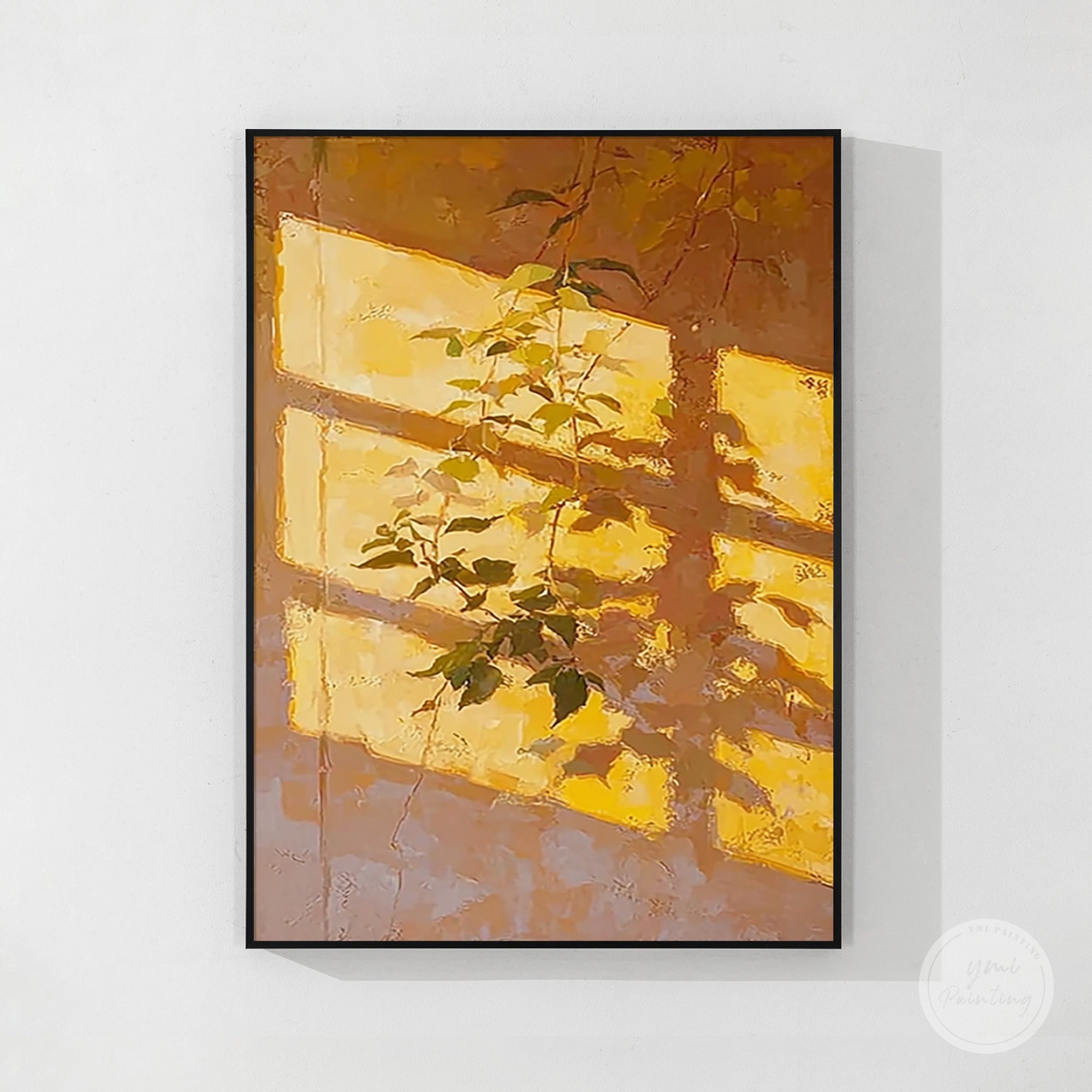 Neutral beige and amber abstract artwork